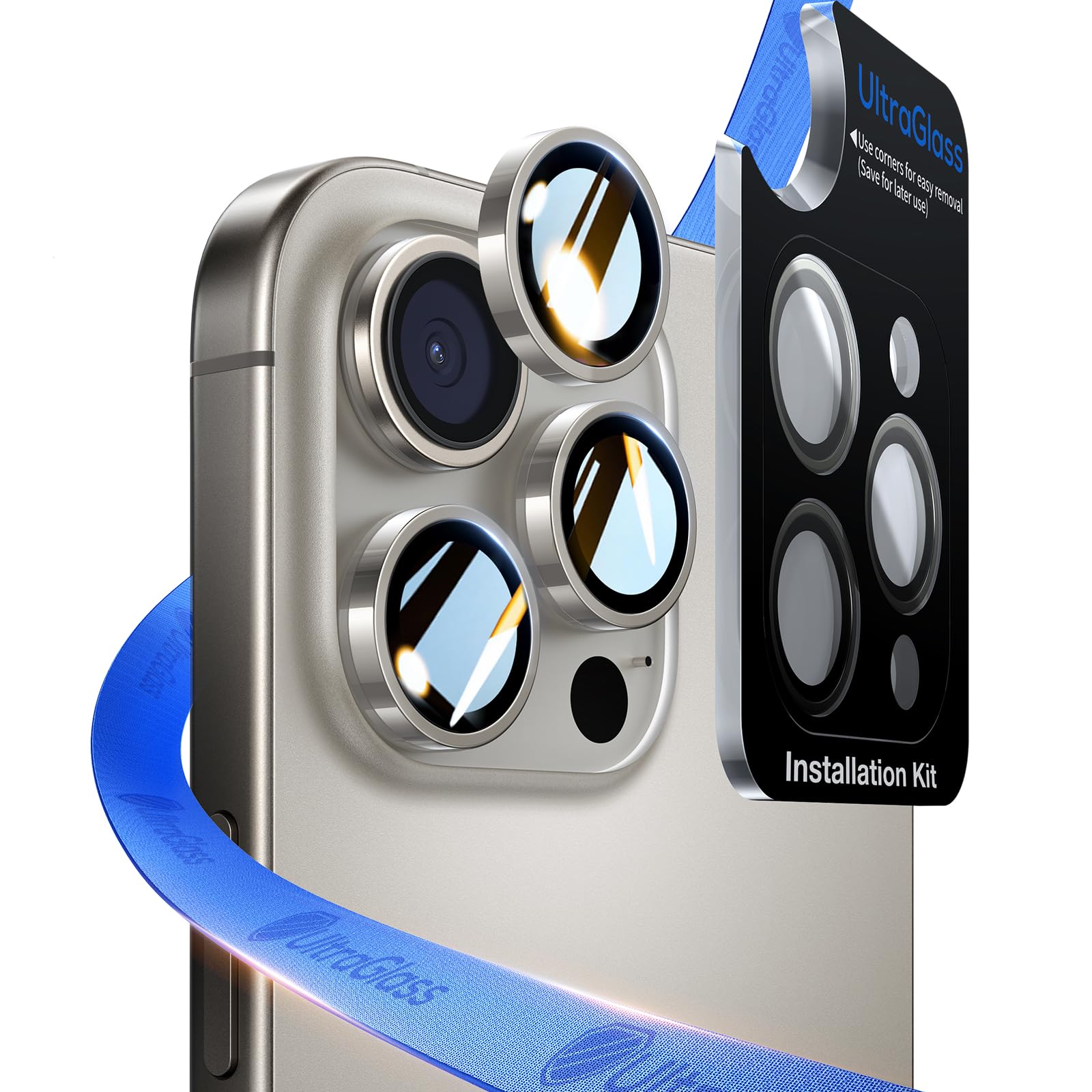 UltraGlass UNBREAK TOP 9H+ Tempered Glass Screen Protector for iPhone 16 Pro Max & 16 Pro - Military Grade Shatterproof Camera Lens Protector - Longest Lasting Durability - Natural Titanium - Perfect for Outdoor Adventures, Travel & Daily Protection