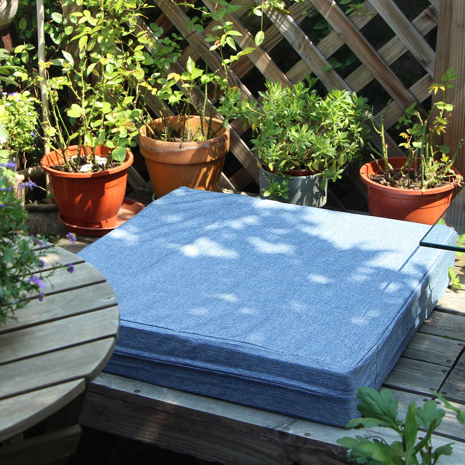Premium Washable Waterproof Outdoor Patio Seat Cushion Covers - Denim Blue 22