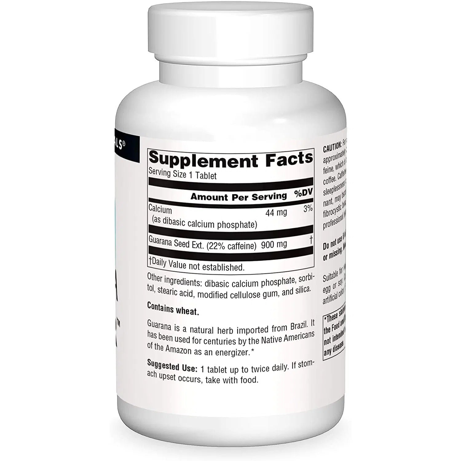 Source Naturals Guarana Energizer 900mg Supplement - Natural Energy Booster for Workouts, Focus & Mental Clarity | Vegan Capsules