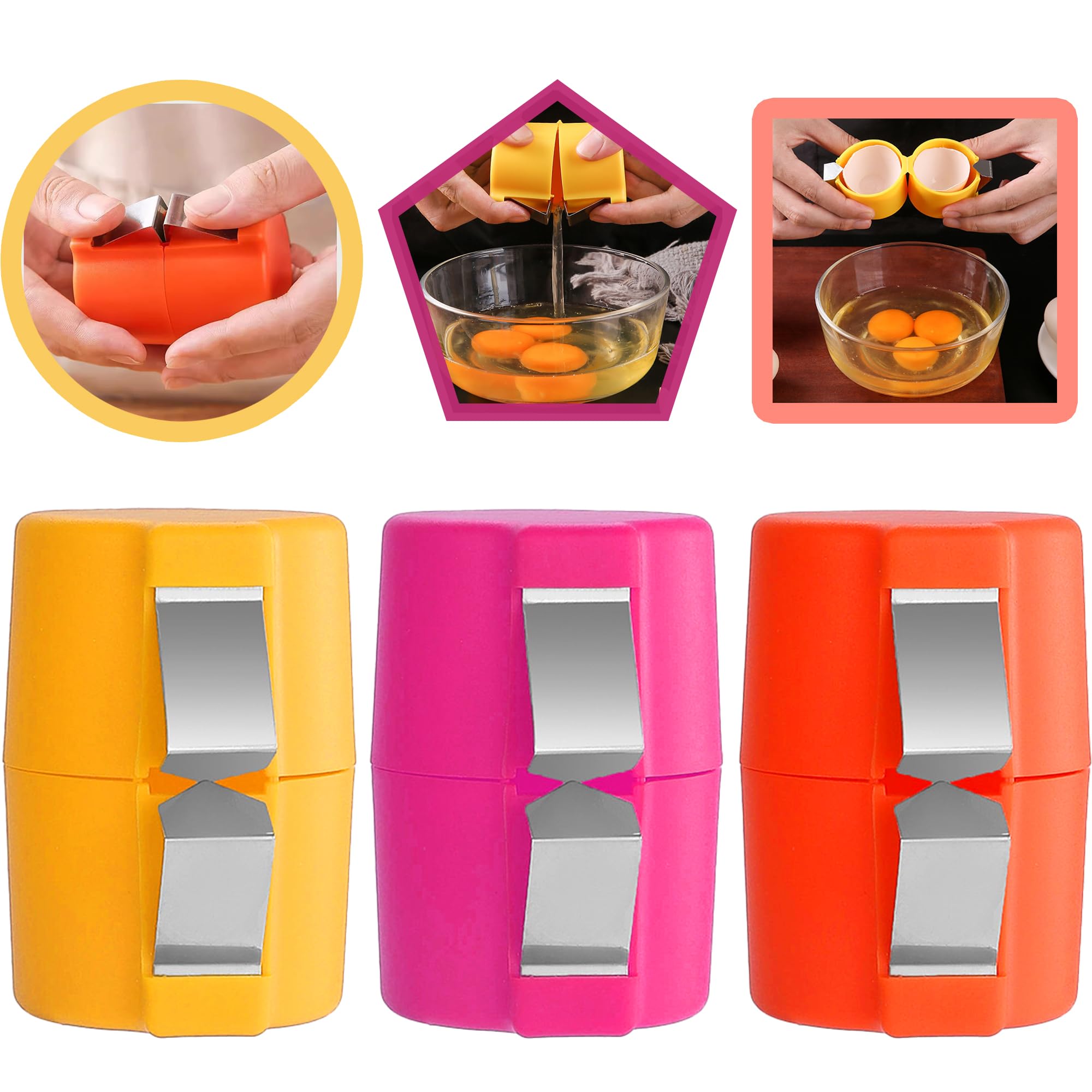3-Piece Egg Shell Opener Set for Raw Eggs - Multi-Color Egg Cracker, Peeler & Shell Opener Tool | Perfect for Baking, Cooking & Breakfast Prep