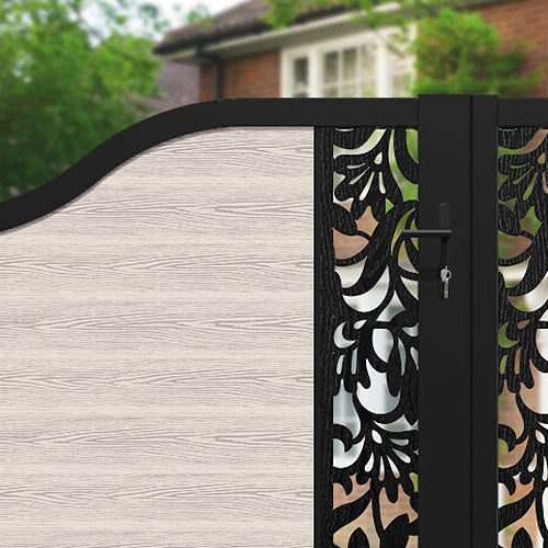 Classic Heritage Curved Top Driveway Gate - Mid Stone Design with Middle & End Screen | Elegant Home Entrance Solution for Driveway Security & Curb Appeal