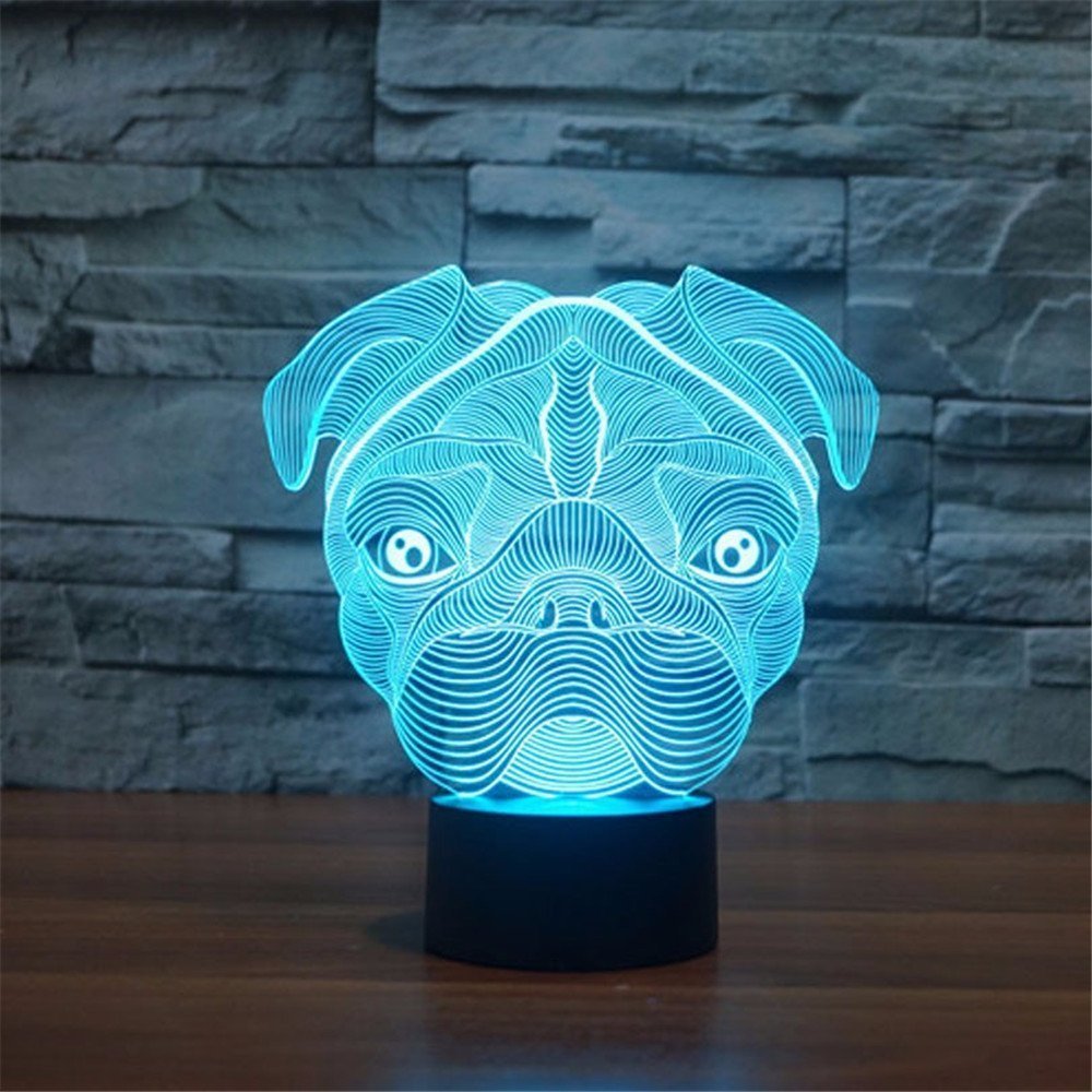 Adorable Pug Dog Night Light - LED Table Lamp for Nursery, Kids Room & Home Decor - Perfect Gift for Dog Lovers & Children (Bedtime, Reading, Nightlight)