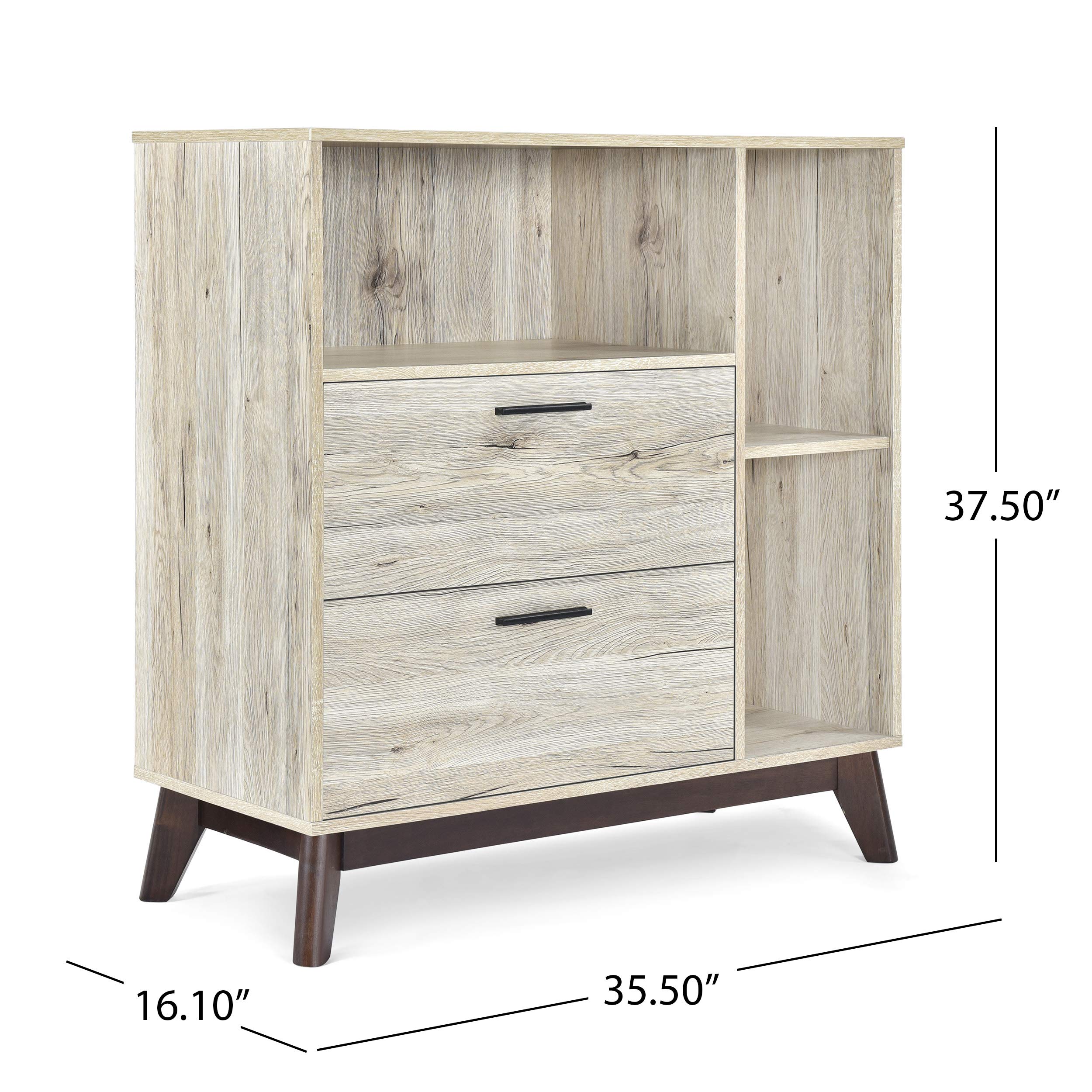 Christopher Knight Home 313954 Sanremo Oak & Wenge Storage Cabinet - Modern TV Stand, Bookshelf, or Living Room Organizer - Perfect for Home Office, Bedroom & Entryway Storage