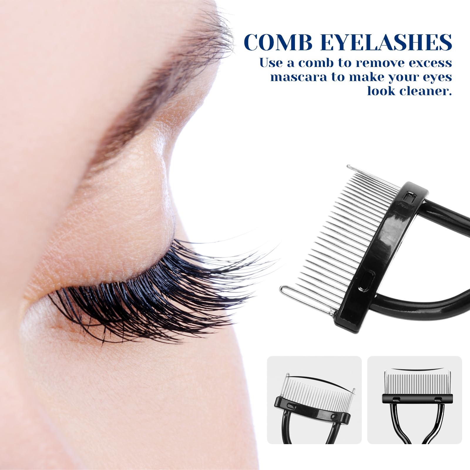 4PCS Mascara Fan Brush Set - Foldable Angle Scalloped Lash Brush for Clump-Free Eyelashes | Multifunctional Fan-Shaped Eyelash Comb & Separator for Upper & Lower Lashes | Perfect for Professional Makeup & Daily Beauty Routine