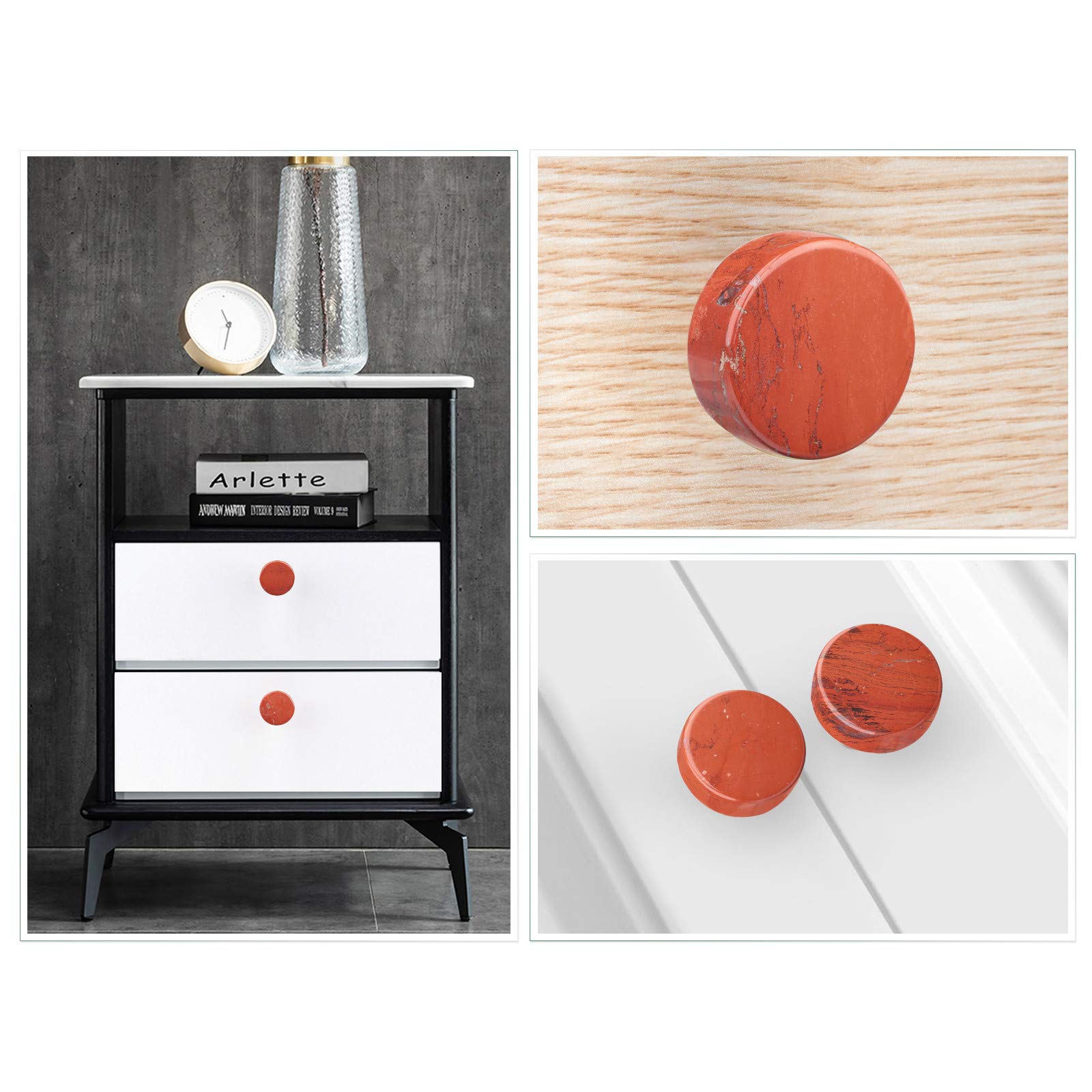 MookaiteDecor Set of 4 Red Jasper Crystal Drawer Knobs with Screws - Natural Stone Cabinet Pull Handles for Dresser, Wardrobe & Kitchen Decor (Perfect for Boho Home Decor & DIY Furniture Upgrade)