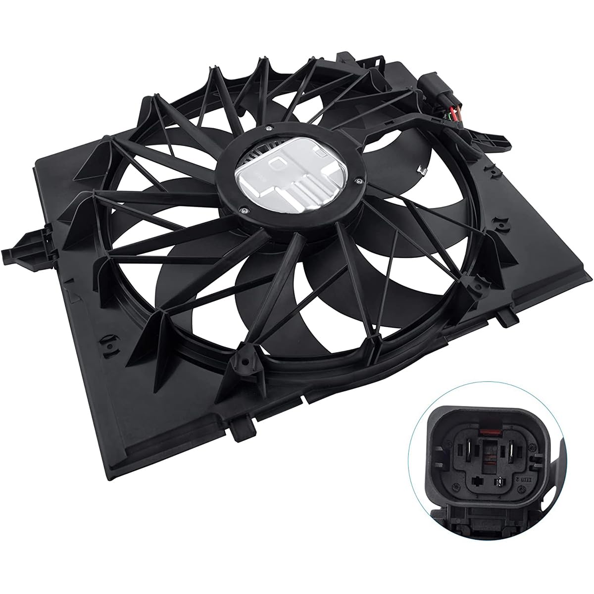 BMW Engine Radiator Cooling Fan 621-211 - Compatible with 525i 525xi 530i 530xi (2006-2007), 528i 528xi (2008-2010), 545i 645Ci (2004-2005), 750i 750Li (2006-2008) - OEM 17427543282 17427514181 - Perfect for Engine Overheating Prevention & Cooling System Repair