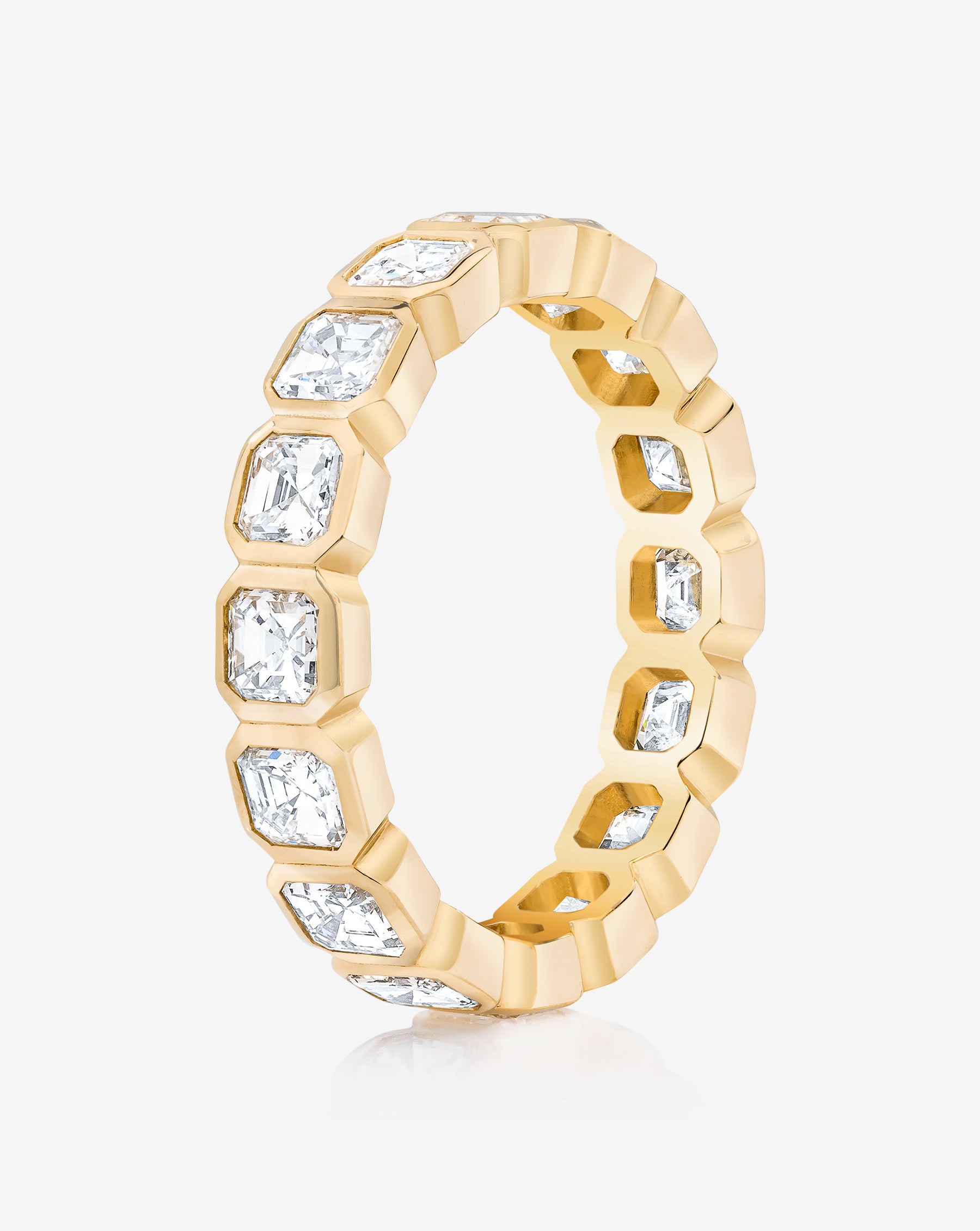 Exquisite Asscher Cut Bezel Set Eternity Band Ring - Perfect for Weddings, Anniversaries & Special Occasions