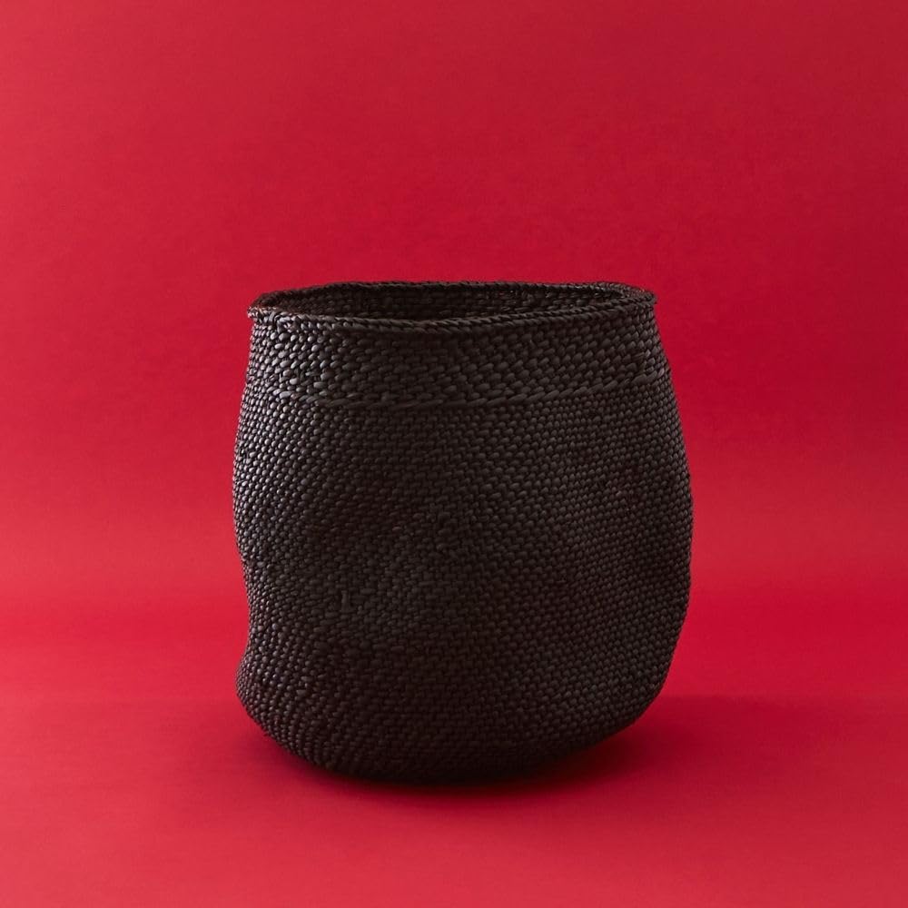 Small Black Woven Basket - Iringa Indoor Planter & Toy Storage Organizer for Home Decor, Nursery, and Playroom Organization