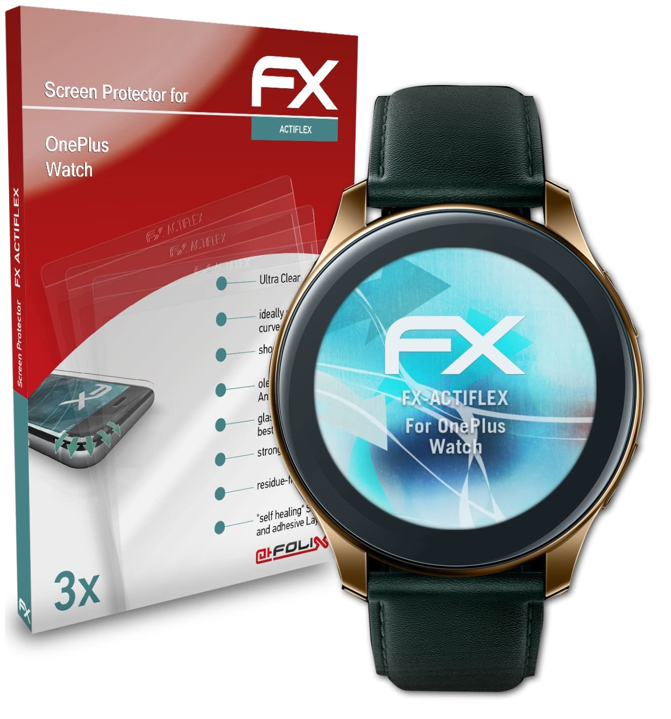 OnePlus Watch Screen Protector - Ultra Clear Flexible Film (3-Pack) | Anti-Scratch & Bubble-Free Protection for Workouts, Swimming & Daily Use