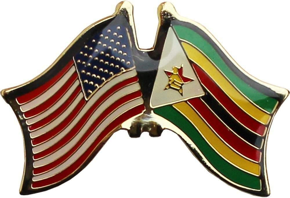 Wholesale Pack of 6 USA Zimbabwe Friendship Flag Hats - Patriotic Lapel Pins for Events, Gifts & Collectors | Durable Quality Flags for Parades, Sports & Cultural Celebrations