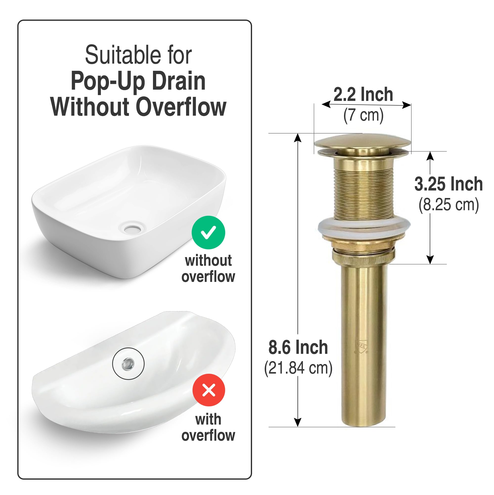 Brushed Gold Bathroom Faucet - High Arc Single Handle Vessel Sink Faucet, Tall Solid Brass Vanity Faucet with Pop-Up Drain (No Overflow), cUPC Certified, Includes Water Supply Hoses & Installation Kit - Perfect for Modern Bathrooms, Powder Rooms & Luxury Vanities