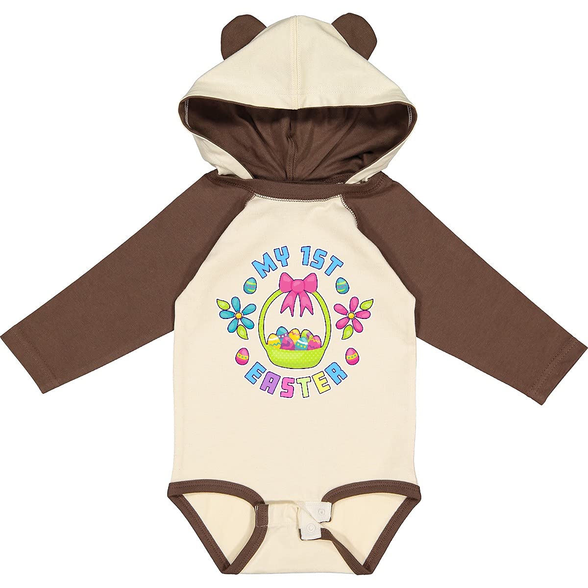 Inktastic My 1st Easter with Eggs, Easter Basket & Flowers Baby Long Sleeve Bodysuit - Perfect for Easter Photos, Family Gatherings & Spring Celebrations