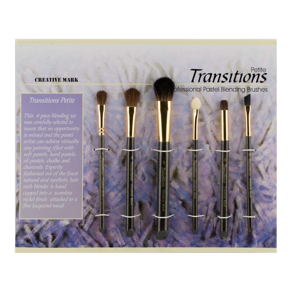 Professional Artist Pastel Blender Brush Set - 6 Small Brushes for Chalk & Charcoal Art