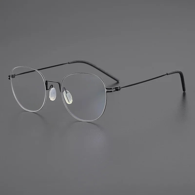 Stylish Black Titanium Oval Eyeglasses for Women - Lightweight Full Rim Screwless Frame | Perfect for Office, Reading & Everyday Wear