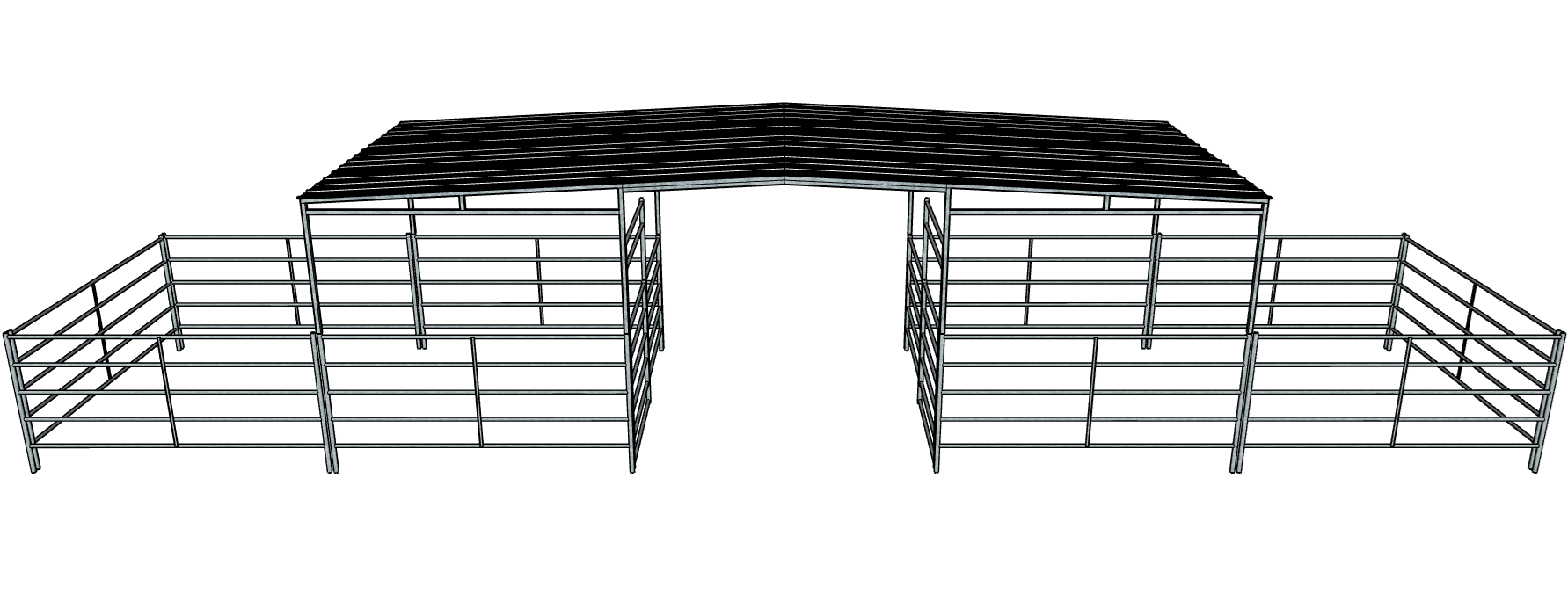 50 Ft x 10 Ft 5-Rail 2-Stall Horse Barn Kit with 30 Ft x 10 Ft Gable Roof - Durable Stable for Horses, Livestock Shelter, Farm Equipment Storage - Perfect for Backyard Farms, Equestrian Facilities & Rural Properties