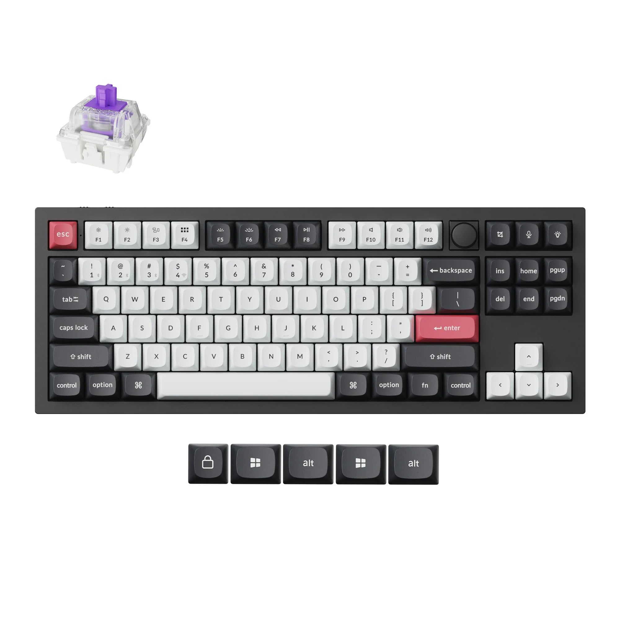 Keychron Q3 HE Wireless Custom Mechanical Keyboard - 80% TKL, Hot-Swappable, RGB Backlit with Gateron Double-Rail Magnetic Switches | 2.4GHz/Bluetooth/Wired Connectivity | QMK Rapid Trigger Programmable for Mac & Windows (Carbon Black) | Perfect for Gaming, Coding & Office Work