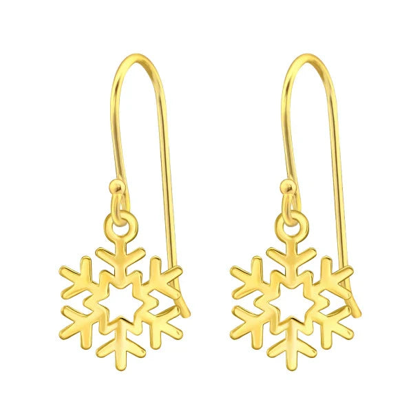 Elegant Gold Laser Cut Snowflake Christmas Earrings for Women – Perfect Holiday Party & Gift Idea