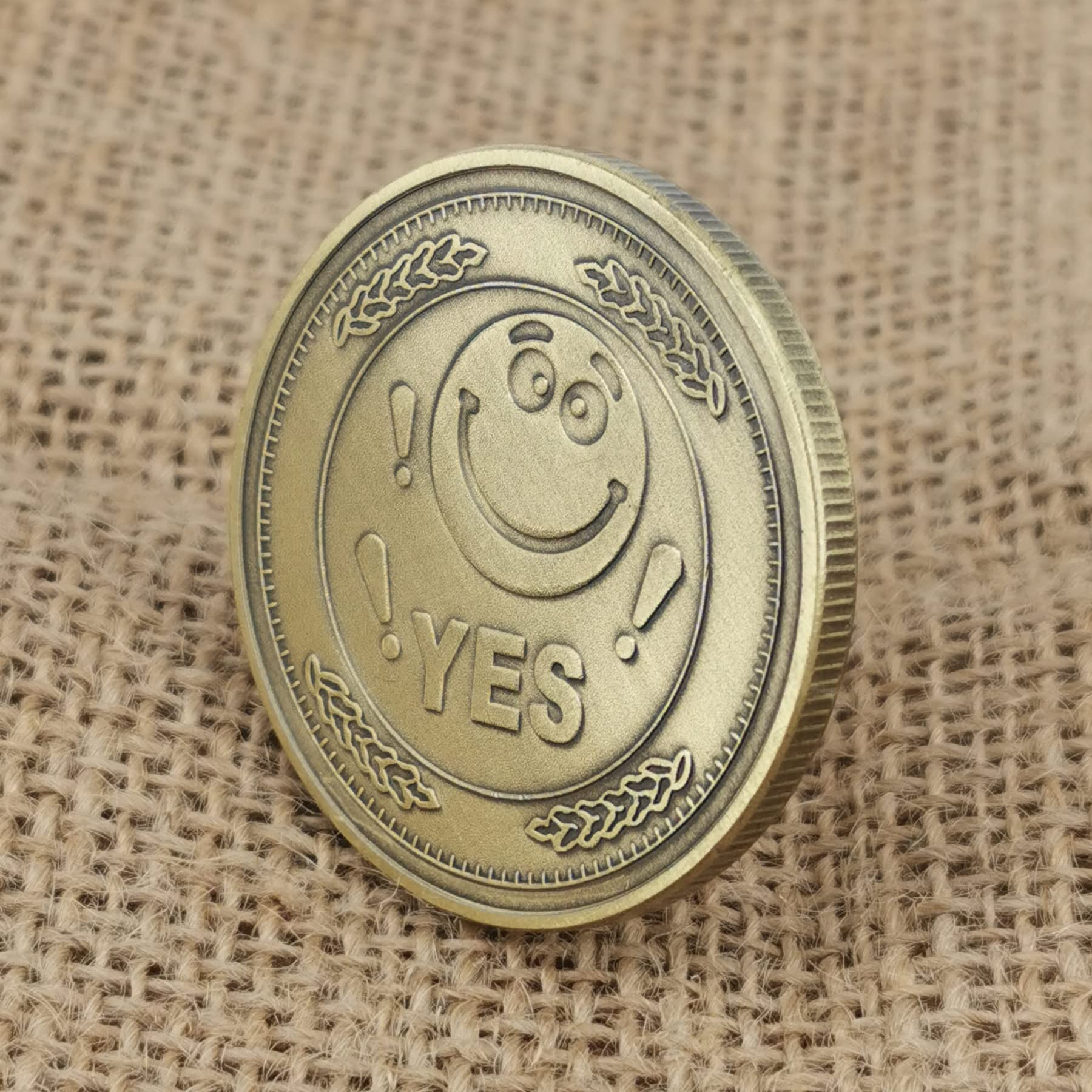 YES NO Flipping Challenge Coin - Bronze Decision Maker Divination Tool for Meditation, Decision Making & Fun Party Games