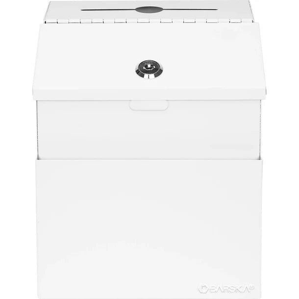Barska CB14102 Secure Suggestion & Ballot Box with Key Lock & Deposit Slot - White | Ideal for Voting, Surveys, Feedback Collection & Office Use