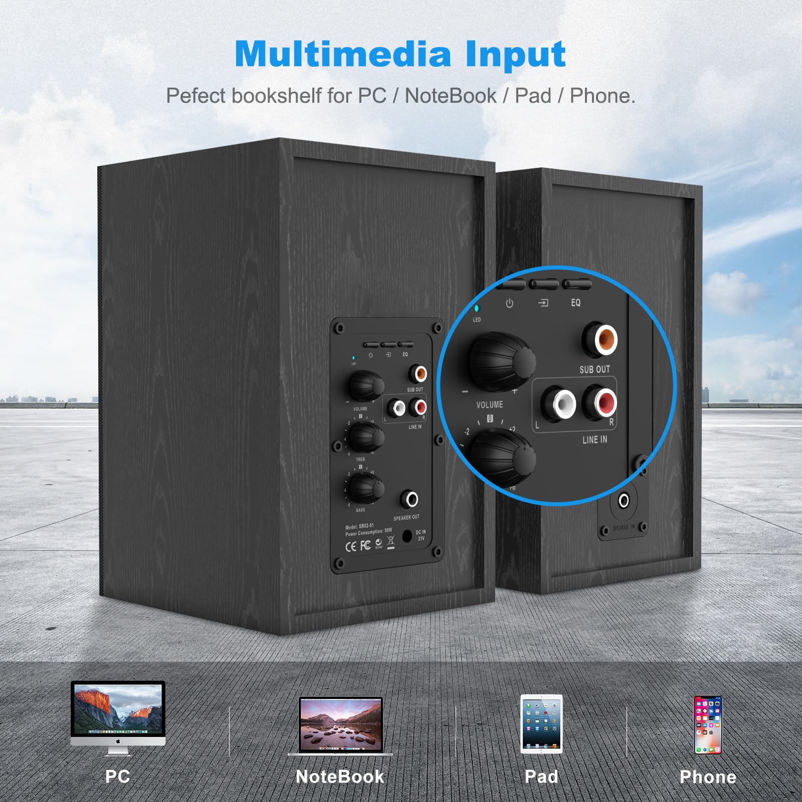 BESTISAN Powered Bookshelf Speakers with Bluetooth 5.0, Adjustable Bass, 4 Inch Drivers for TV, Computer, Phone, Record Player, Home Studio, Perfect for Living Room, Office, and Gaming Setup
