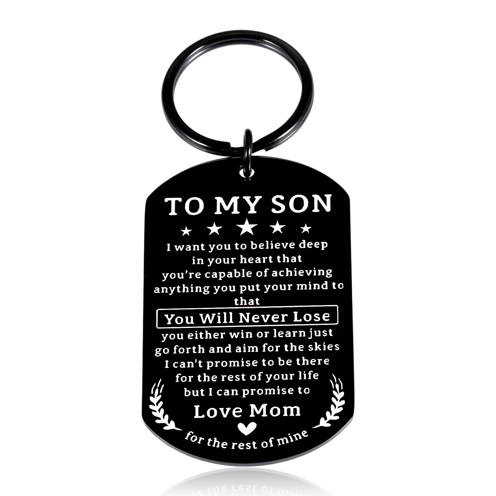Valentine's Day Gifts for Kids - Inspirational Keychain for Son, Stepson & Adopted Son - Birthday & Graduation Gifts for Teen Boys & College Students - Perfect for Daily Use, School & Special Occasions