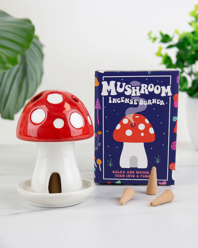Premium Ceramic Mushroom Cone Incense Burner - Handmade Aromatherapy Holder for Meditation, Yoga & Home Decor - Perfect for Relaxation & Stress Relief