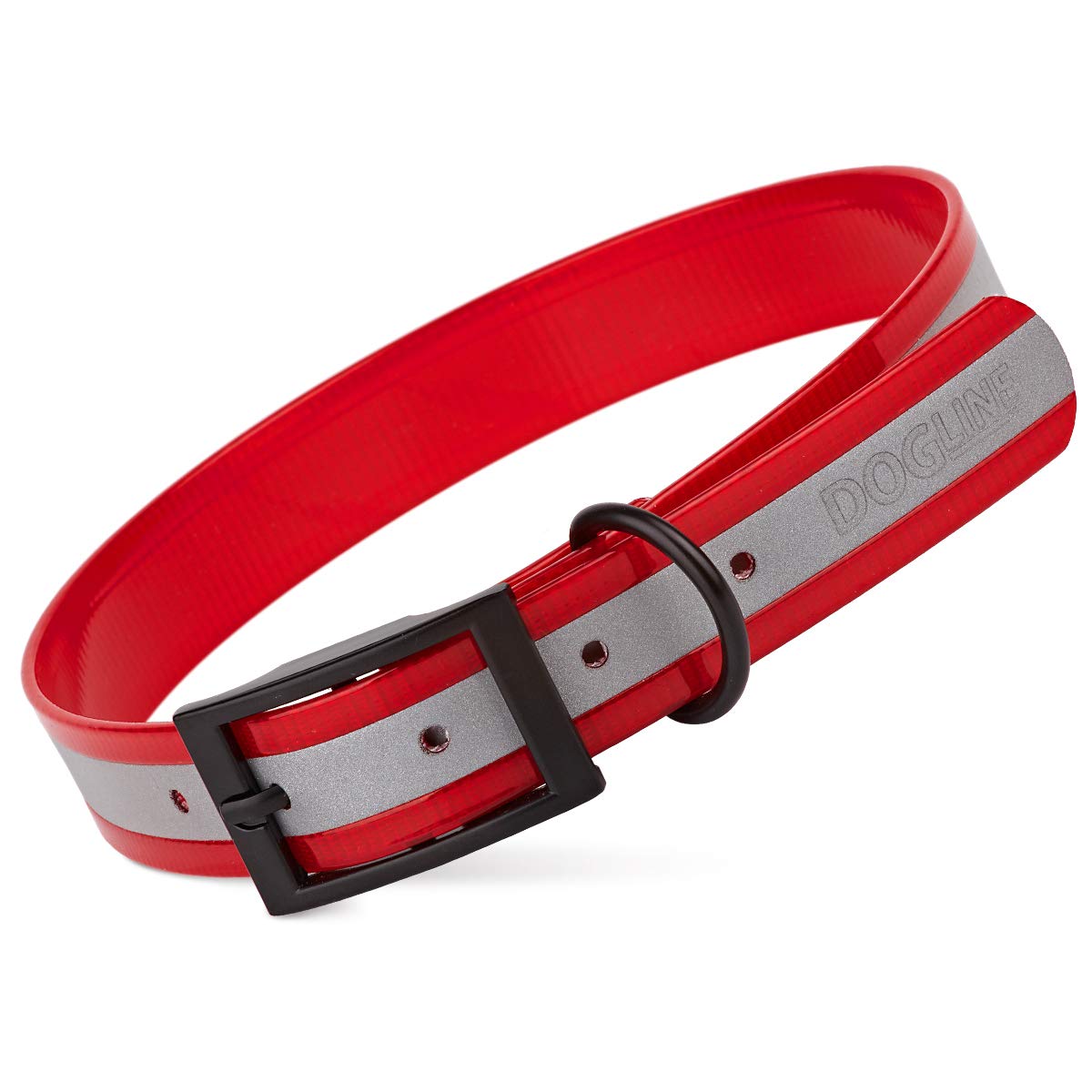 Premium Biothane Reflective Dog Collar - Waterproof, Odor-Proof & Easy Clean - Strong Coated Nylon Webbing with Black Hardware - Adjustable 22
