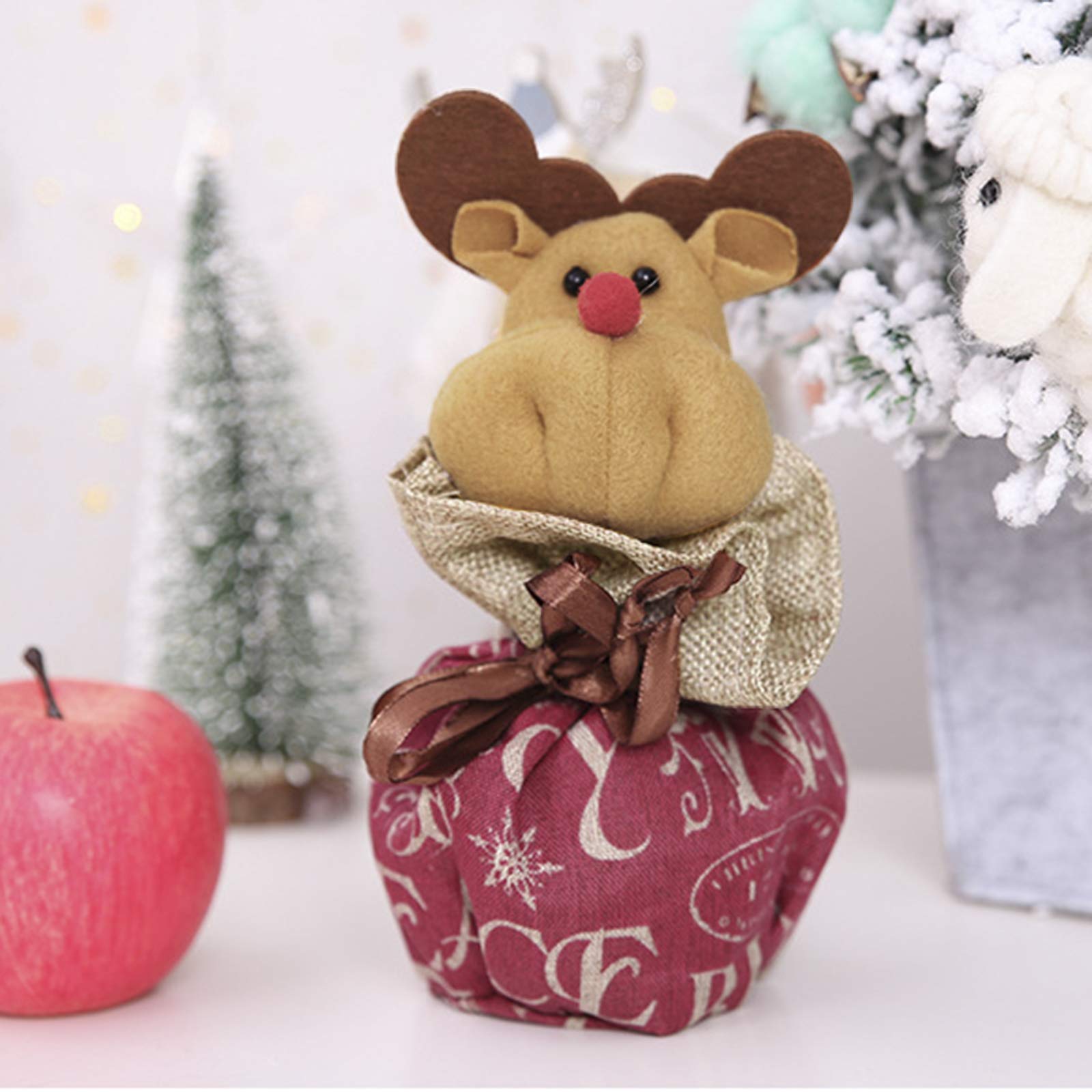 2PCS Christmas Candy Bags - Drawstring Gift Treat Bags with Santa, Snowman & Reindeer Designs for Xmas Party Favors, Candy Apples & Holiday Treats | Perfect for Christmas Celebrations, School Parties & Gift Exchanges