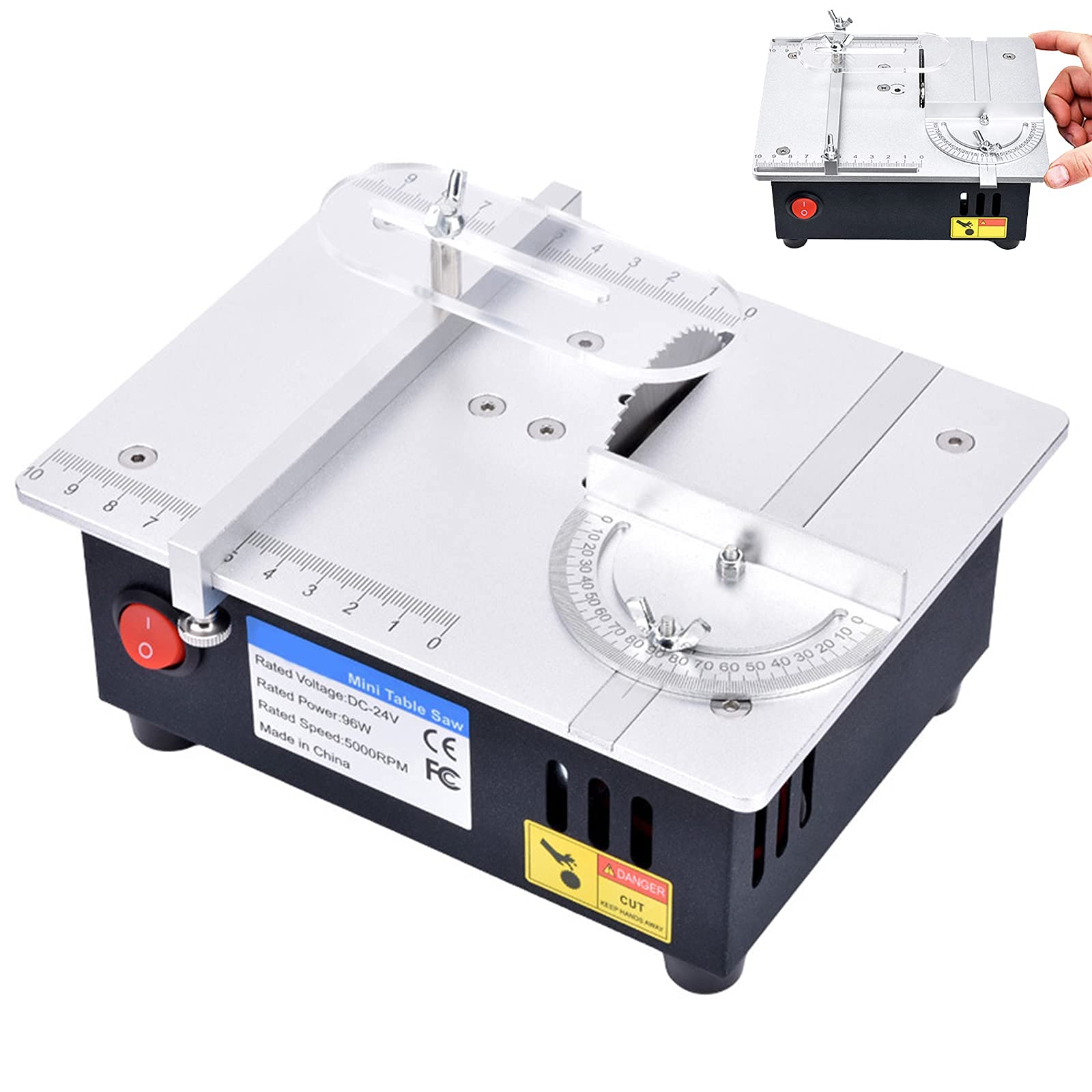 Mini Table Saw with 7-Speed & Miter Gauge - 5000RPM for DIY Woodworking