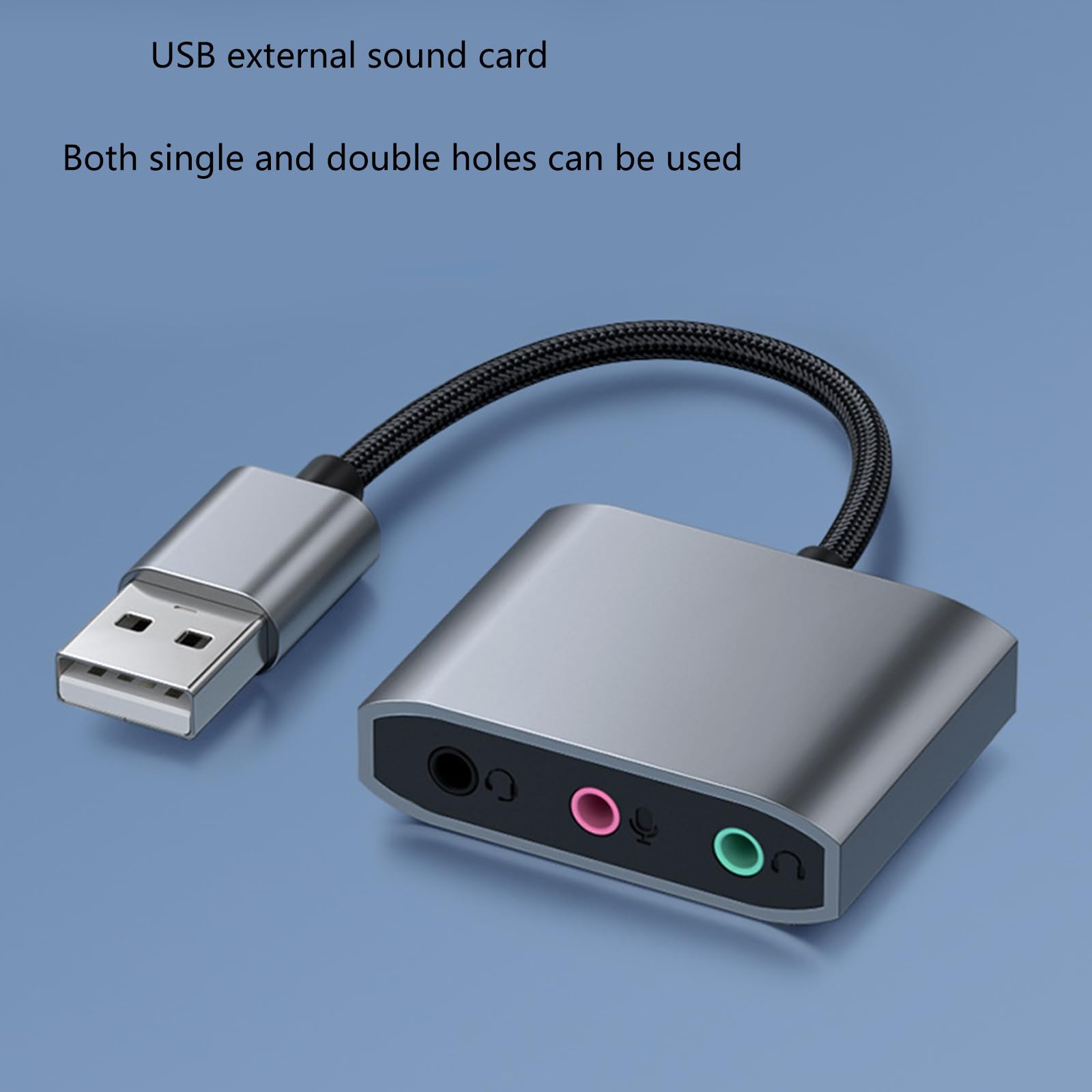 Double USB Audio Adapter - External Stereo Sound Card for Headphones & Microphone | Plug & Play No Driver Needed | Perfect for Gaming Headsets, Online Meetings & PC Audio Setup
