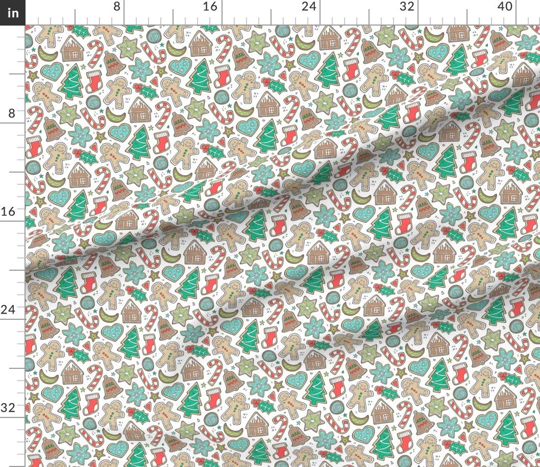 Christmas Gingerbread Man Cookies Printed Cotton Fabric by The Yard - Holiday Winter Candy Treats Design for Sewing, Quilting, Apparel & Home Decor - Perfect for DIY Crafts, Table Runners, Stockings and Festive Holiday Decorations