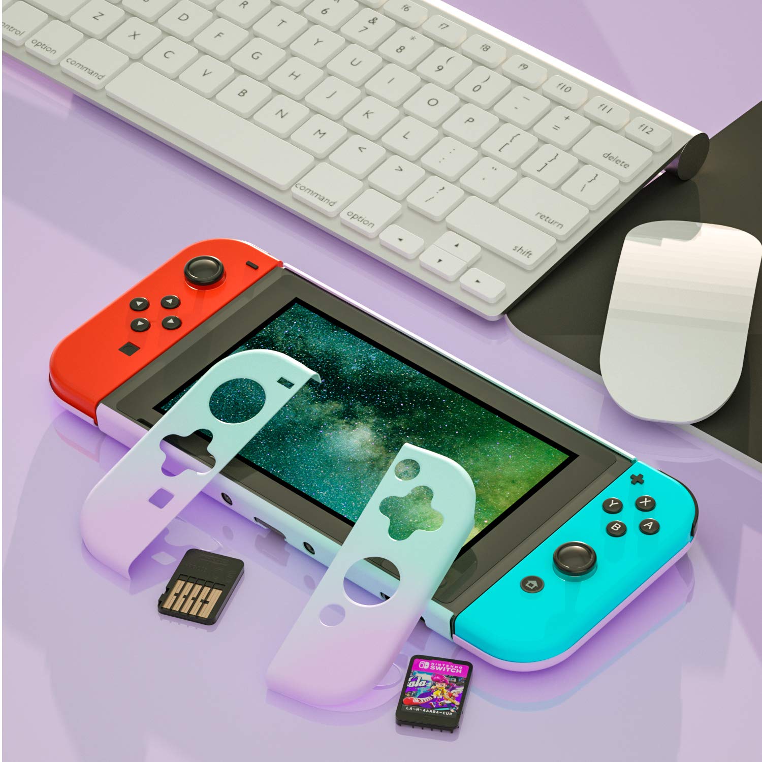 Durable Hard Protective Case for Nintendo Switch - Shockproof & Scratch-Resistant Cover for Nintendo Switch Console (Purple & Blue) - Perfect for Travel, Storage & Gaming On-The-Go