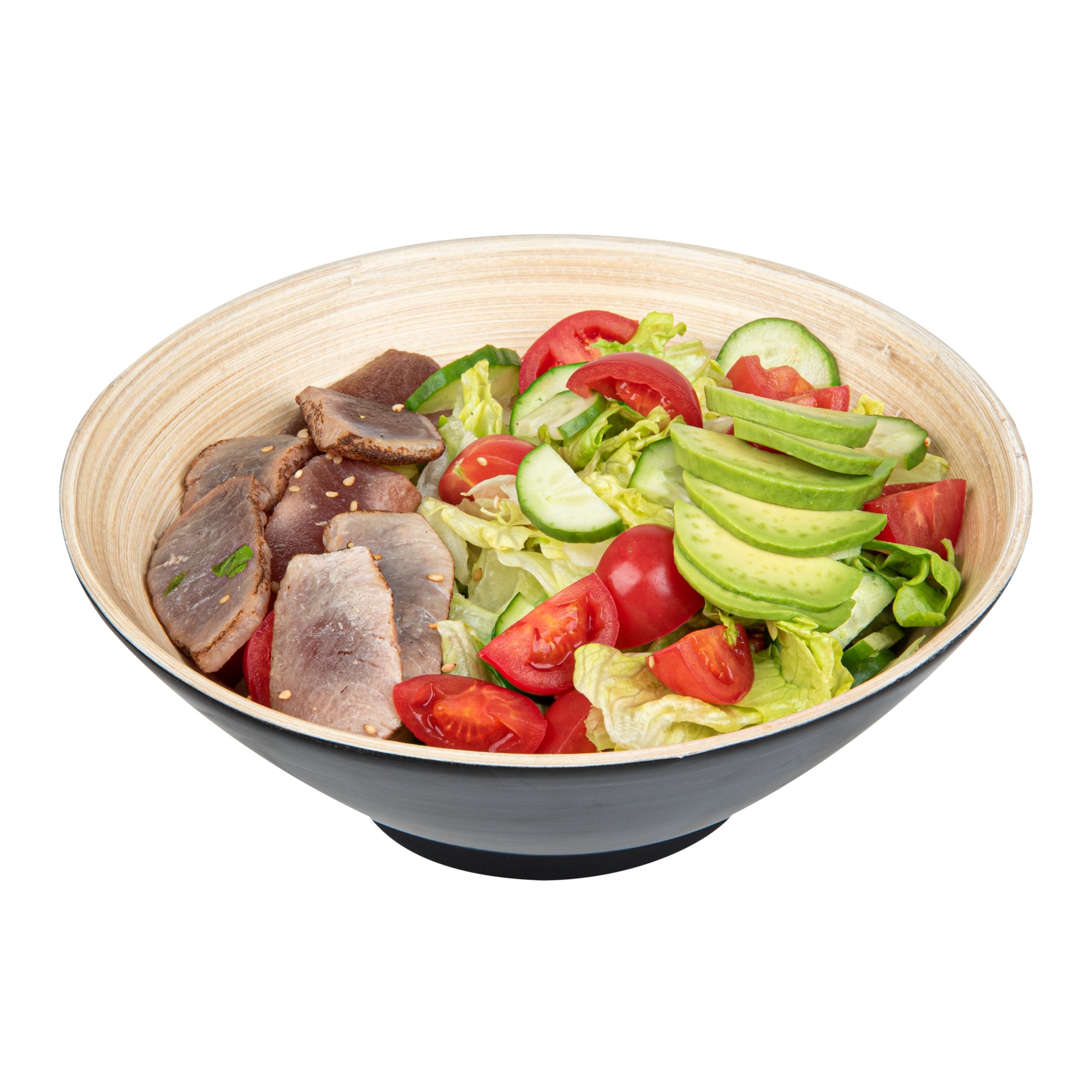 Bambuddha 29 oz Round Black Spun Bamboo Serving Bowl - 8.25