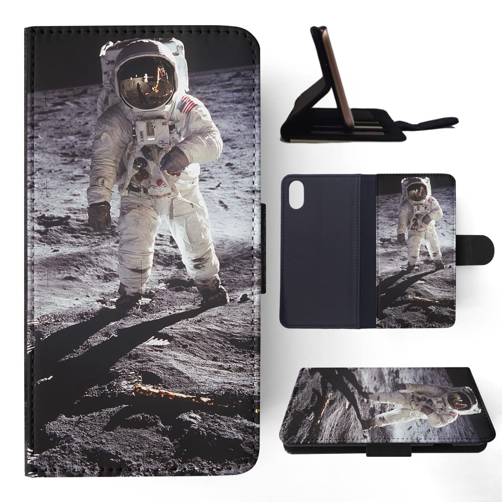 Astronaut Moon Space Ship FLIP Wallet Phone Case for Apple iPhone X & iPhone Xs - Stylish Protective Cover for Everyday Use & Travel