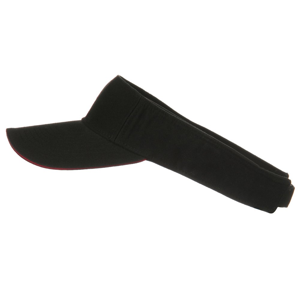 Prostyle Cotton Twill Washed Sandwich Visor Cap - Black & Red (Size W38S37F) for Outdoor Sports, Golf, Running and Sun Protection