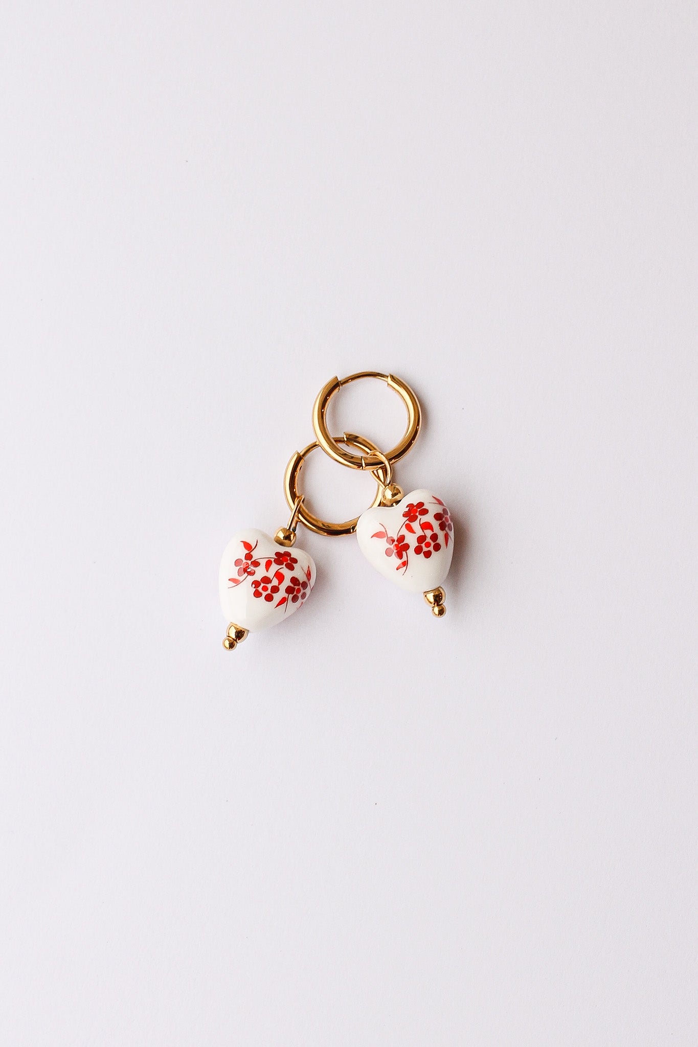 Red Mini Bella Hoop Earrings - Dainty Gold Hoops for Women, Everyday Wear & Special Occasions