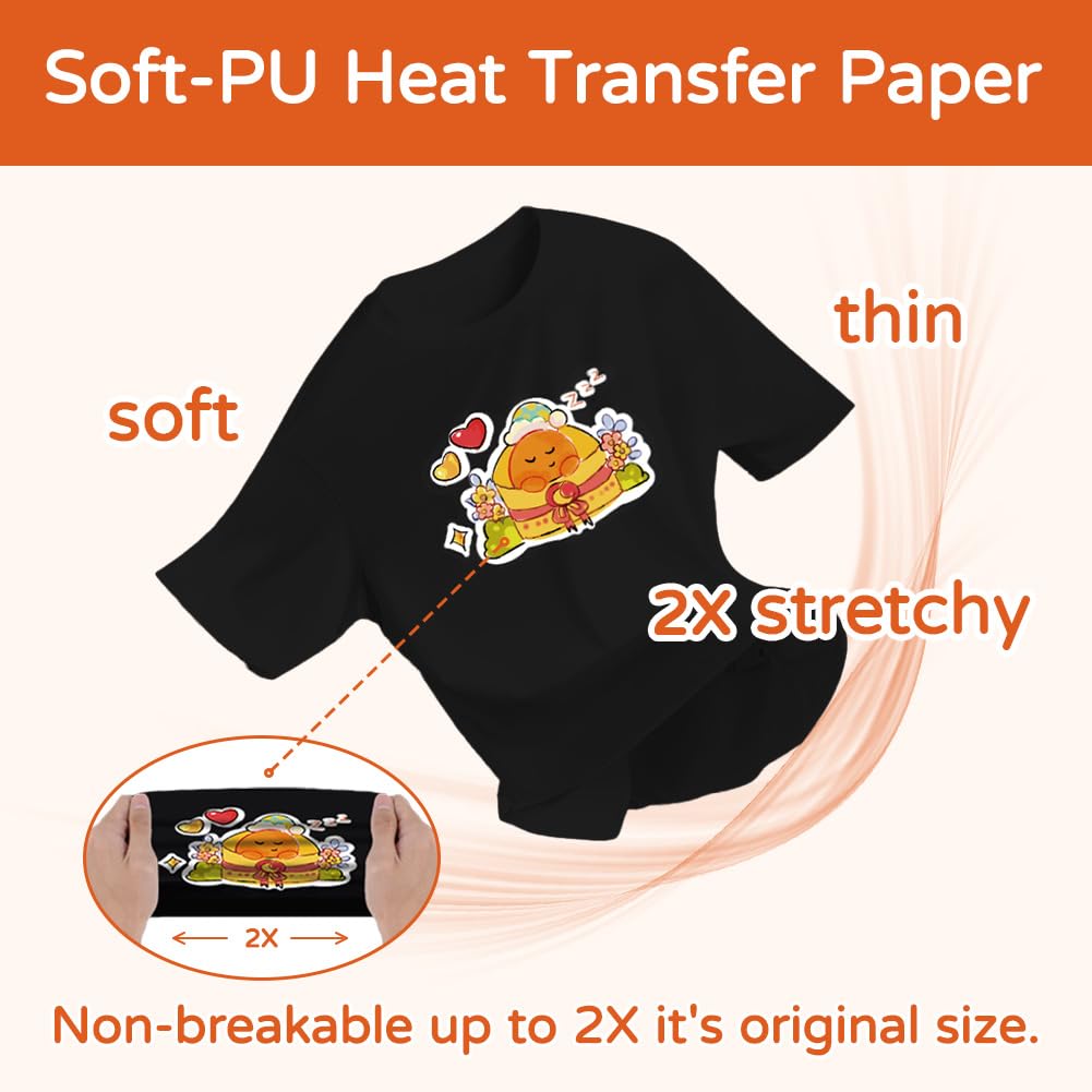 Premium PU Heat Transfer Paper for Dark Fabrics - 10 Sheets (8.5