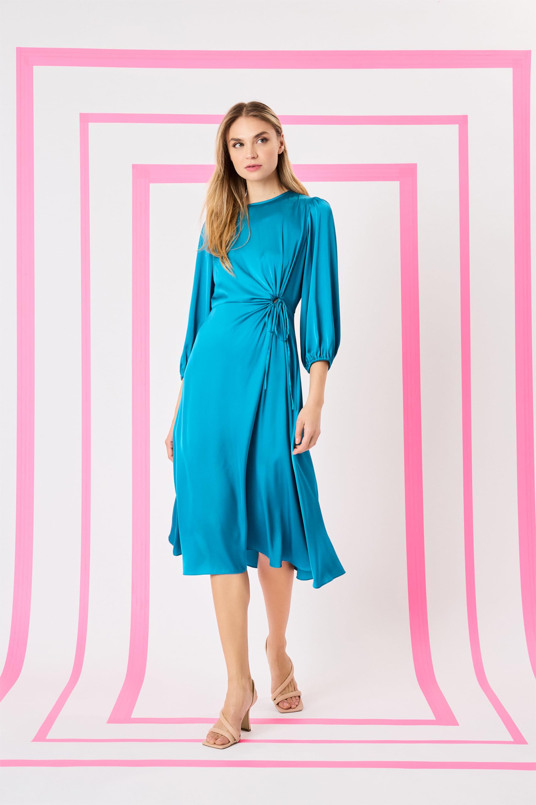 Donna Morgan Women's Long Sleeve Wrap Dress with Waist Tie - Business Casual Midi Dress for Office, Work & Special Occasions | Flattering Workwear & Professional Attire