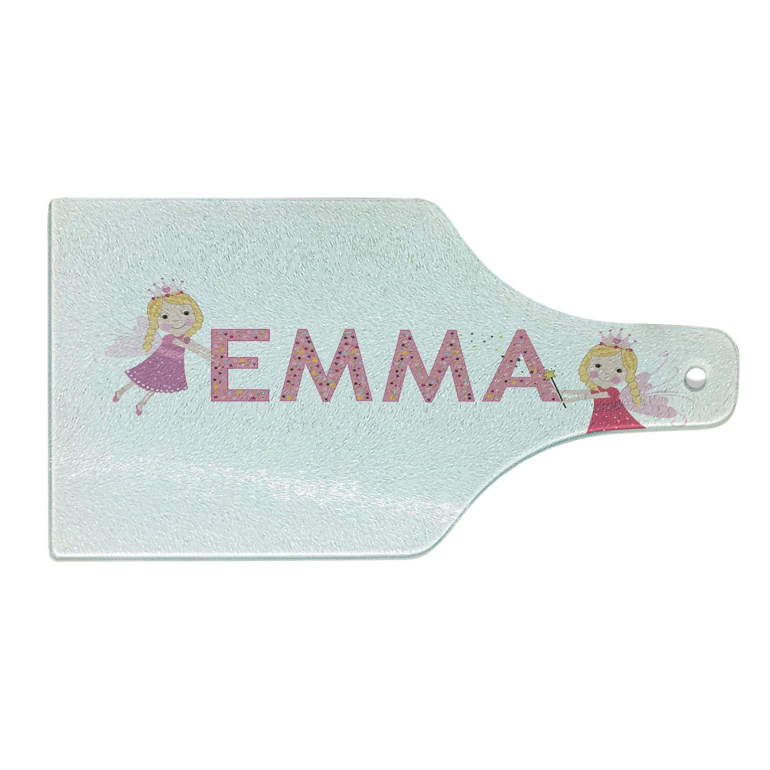 Ambesonne Emma Cartoon Polka Dot Tempered Glass Cutting Board - Decorative Wine Bottle Shaped Serving Board for Kitchen, Dining & Entertaining - Perfect for Cheese, Charcuterie & Wine Pairing
