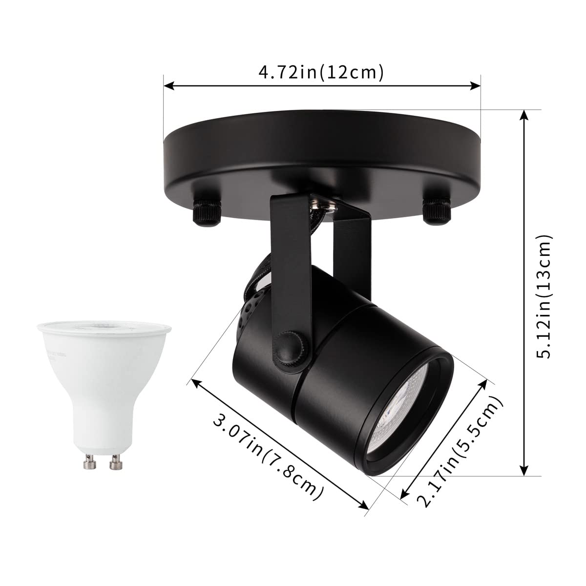 Mirrea 3 Pack Black Ceiling Spotlight Bulb - Replaceable GU10 LED Spot Lights 8W, 3000K Warm White, 90 CRI, 38° Beam Angle - Perfect for Living Room, Bedroom, Kitchen, and Office Lighting