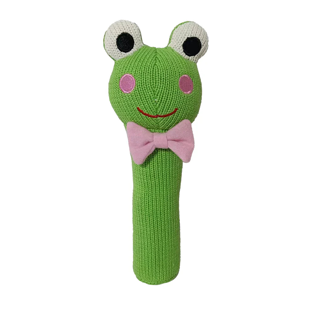 Annabel Trends Hand Rattle Knit Frog Toy - Soft Baby Sensory Rattle for Newborns & Infants - Perfect for Early Learning, Teething Relief & Playtime