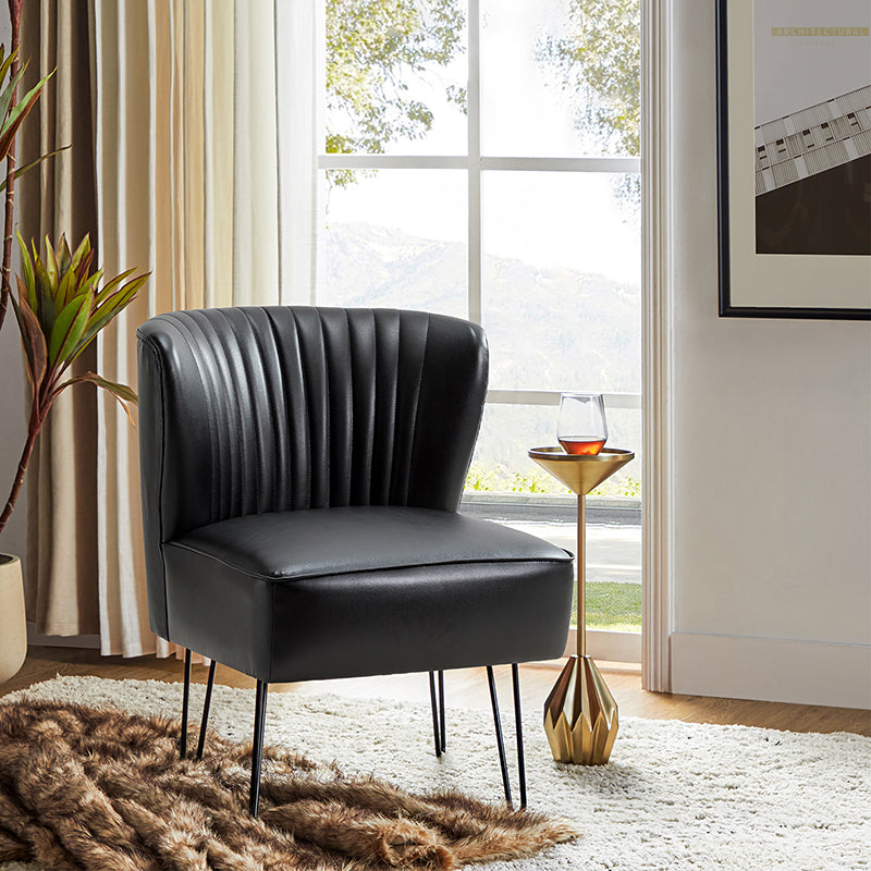 Annabella Vegan Leather Side Chair with Metal Base - Modern Dining & Office Accent Chair for Home & Workspace