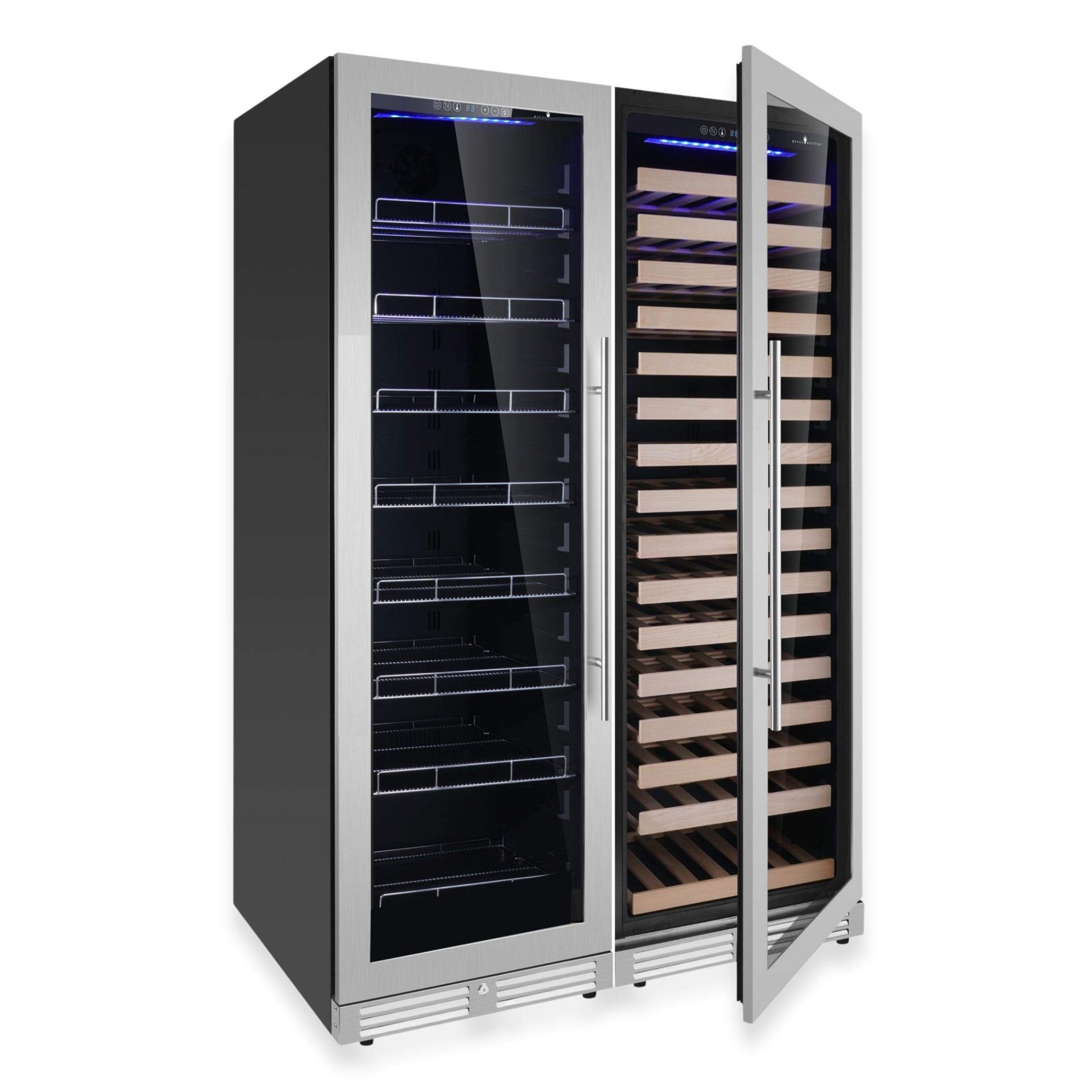 Premium Wine and Beverage Upright Refrigerator Combo with Low-E Glass Door - Perfect for Home Bars, Restaurants, and Entertaining