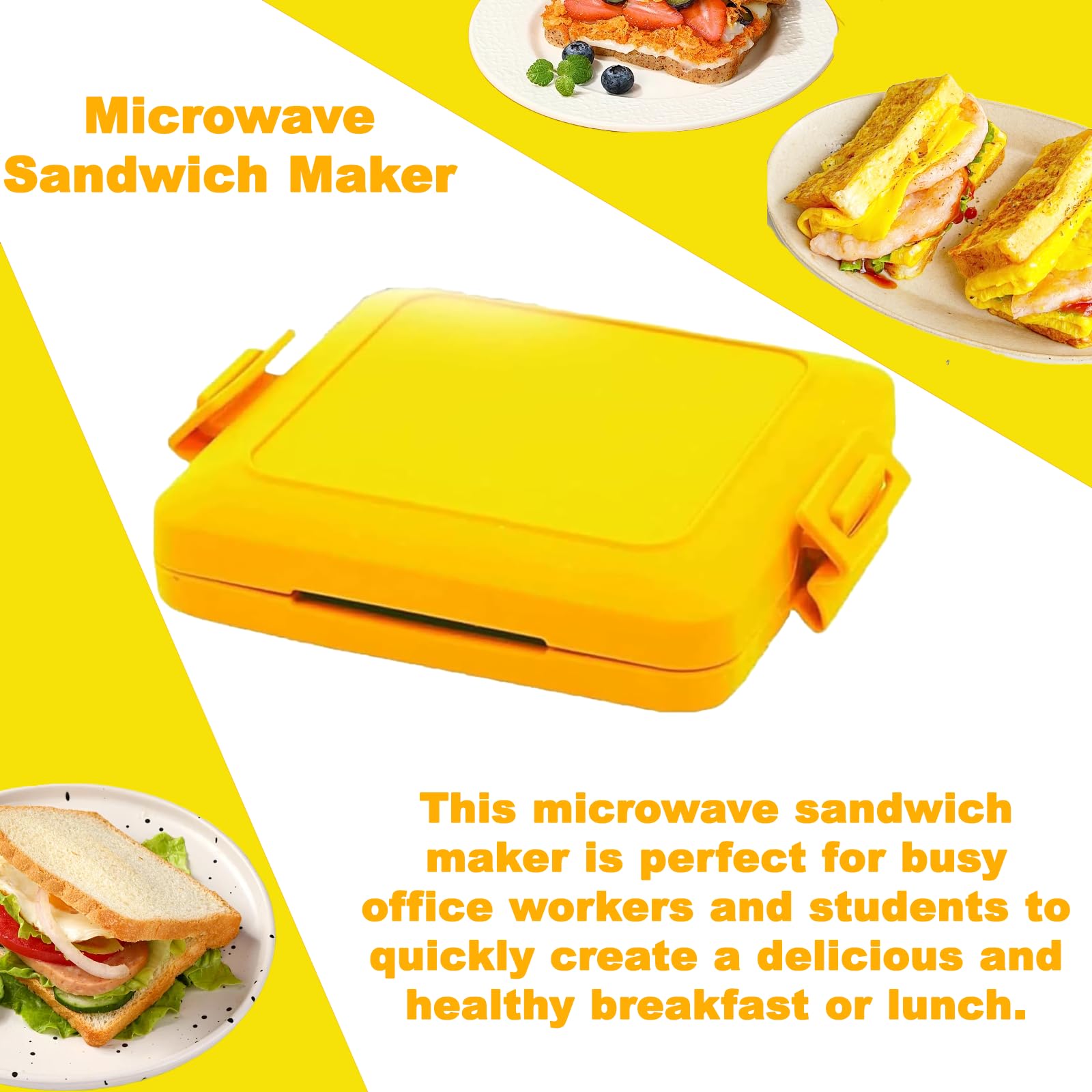 Microwave Toastie Maker - Adjustable Silicone Straps Sandwich Maker for Quick & Easy Meals - No Electricity Needed - Wireless & Time Saving - Perfect for Breakfast, Lunch & Snacks (Yellow)