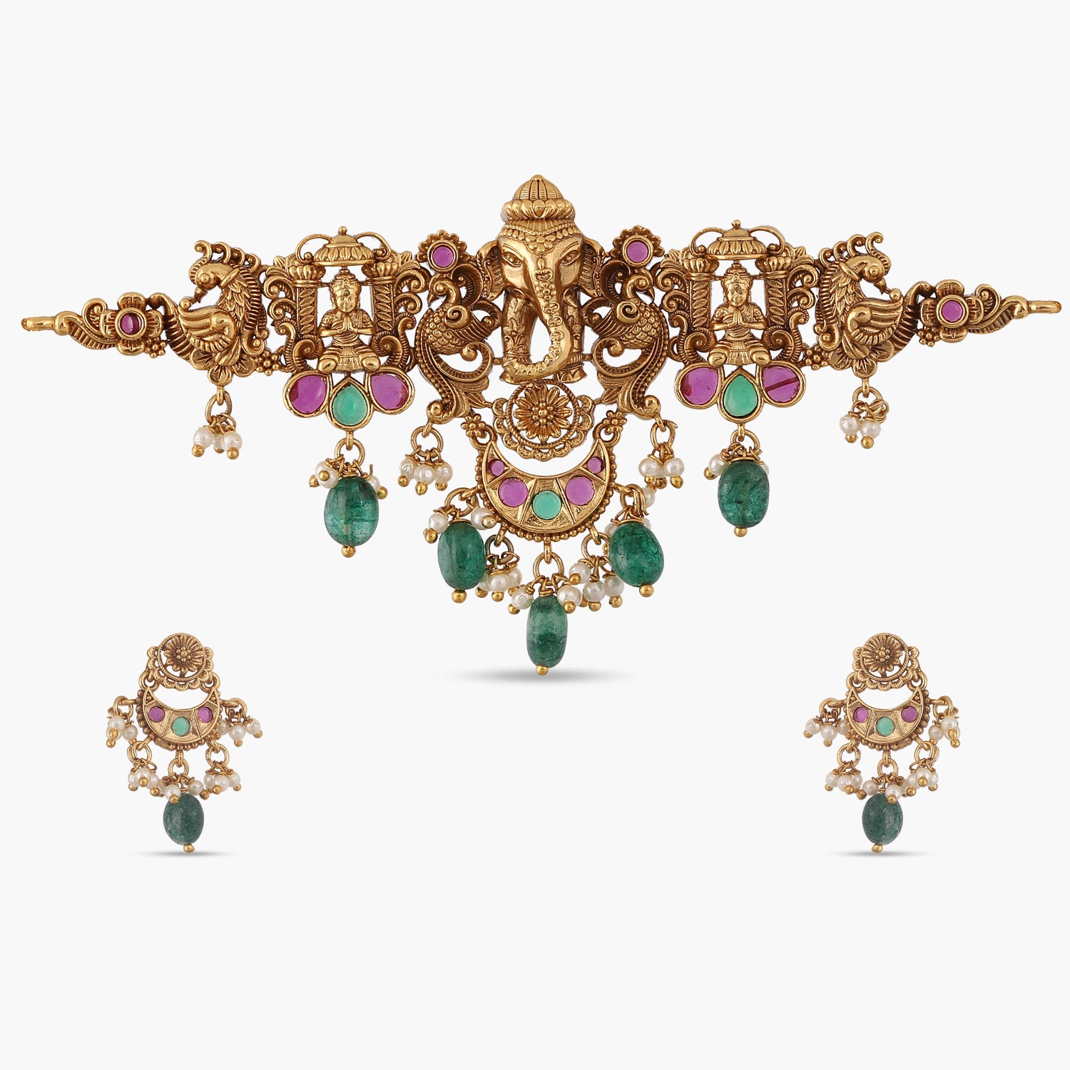 Vintage Chandra Antique Choker Necklace Set - Elegant Bohemian Jewelry for Women, Perfect for Parties, Weddings & Special Occasions