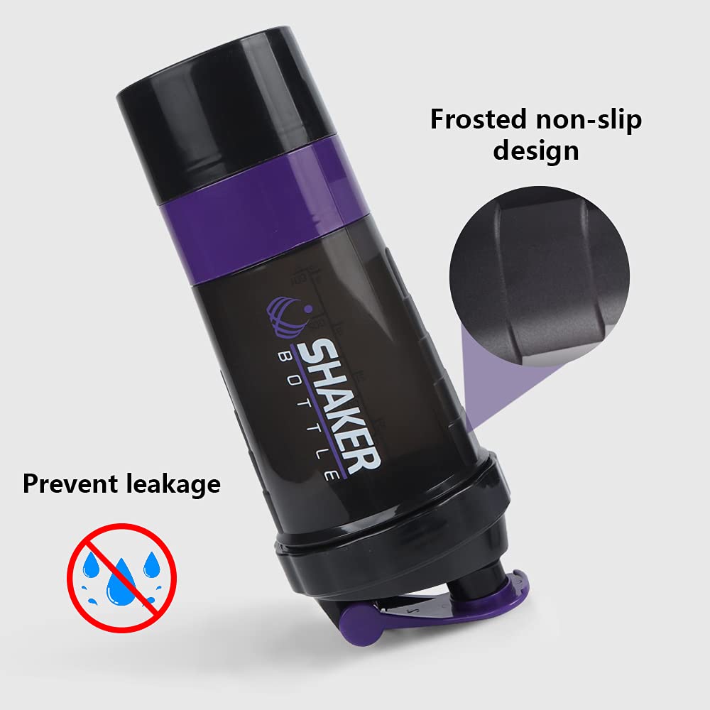 Premium 16oz Leak-Proof Protein Shaker Bottle with 3-Layer Twist-Off Lid & Supplement Storage | BPA-Free Gym Water Bottle for Protein Powder, Pre-Workout & Meal Replacement | Ideal for Fitness, Bodybuilding & Post-Workout Recovery