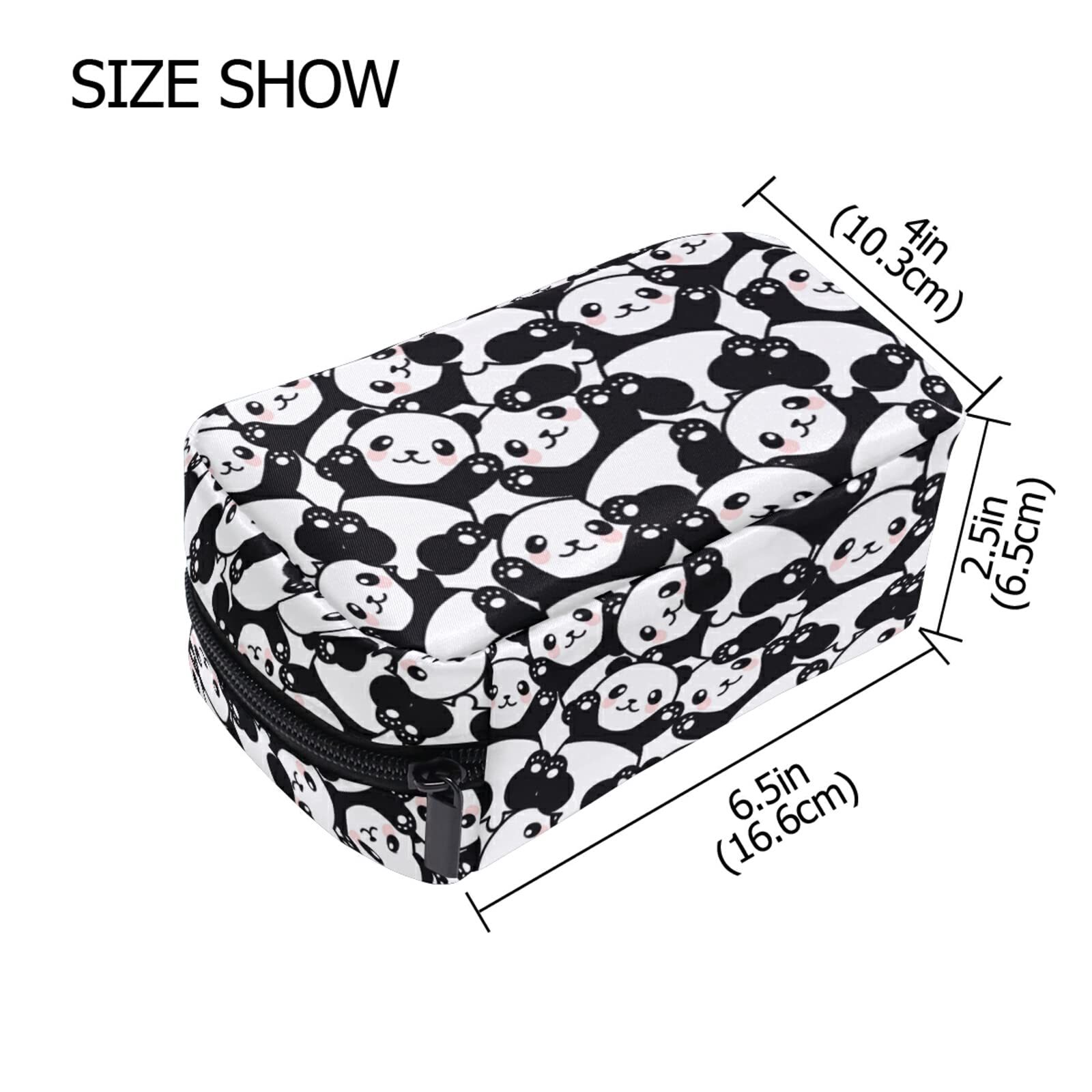 Cute Panda Pattern Small Cosmetic Bag for Women & Girls - Travel Makeup Organizer with Multiple Compartments - Perfect for Toiletries, Cosmetics & Travel Essentials