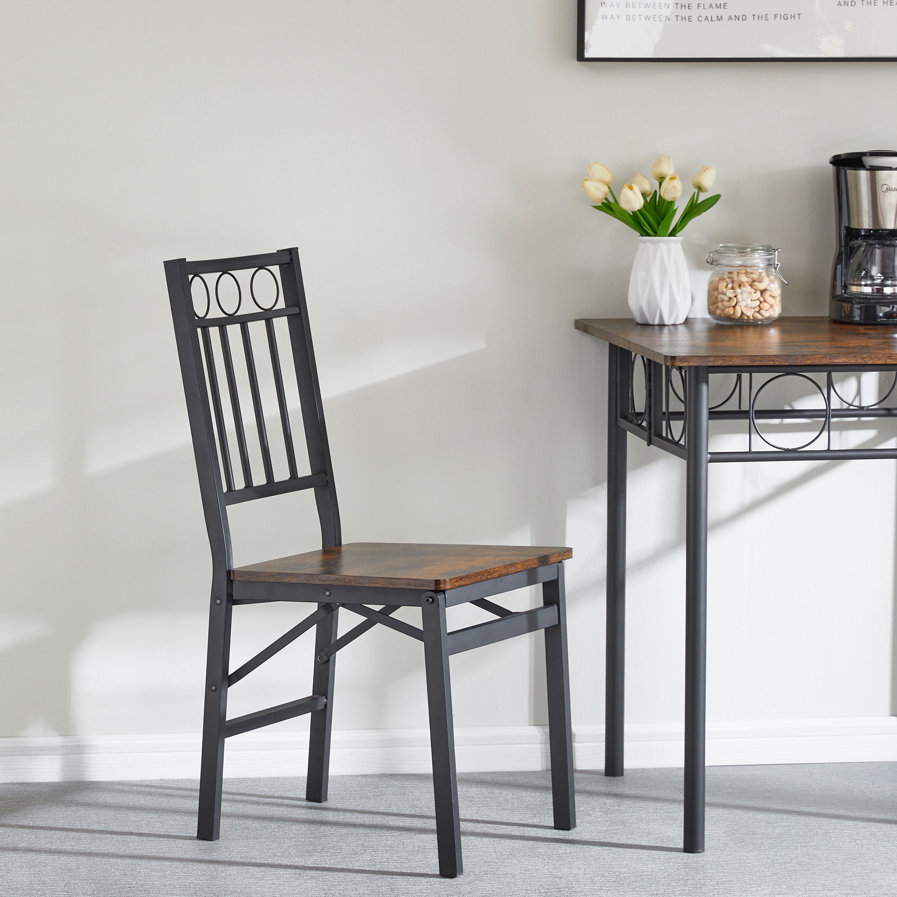 Modern Folding Retro Dining Chair - Metal & Wood Seat - Space-Saving Design for Small Kitchens, Patios & Dining Rooms - Easy Assembly Home Decor