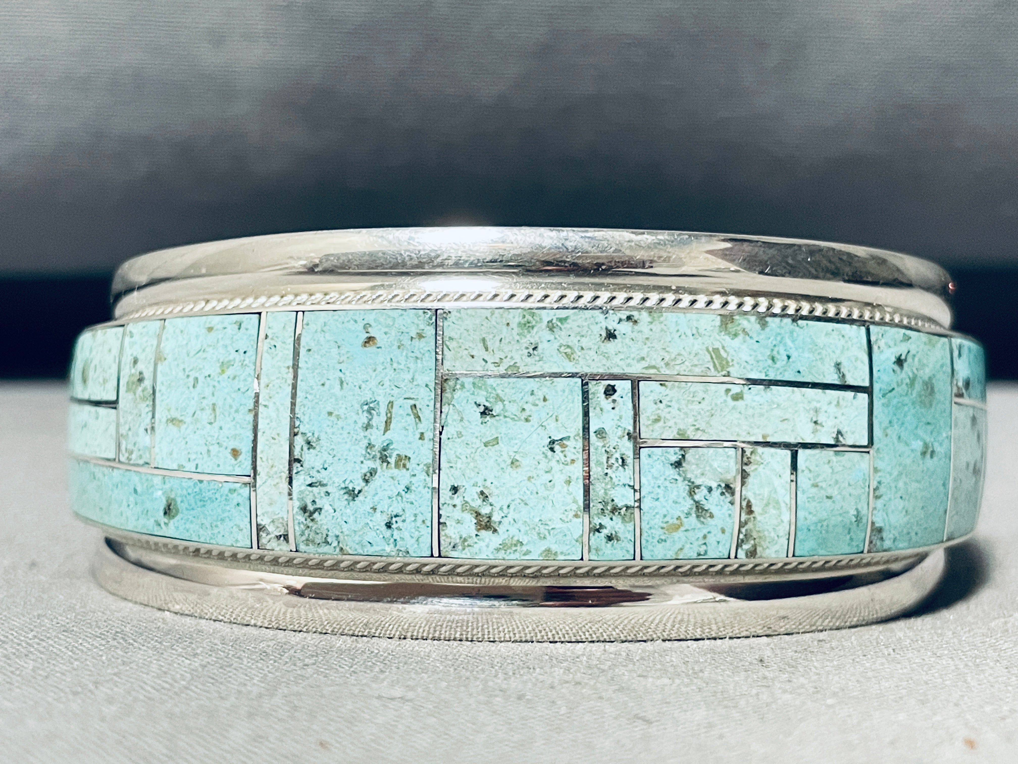 6.5 Inch Sky Blue Turquoise Inlay Sterling Silver Bracelet for Women - Handmade Boho Jewelry Gift for Her - Perfect for Casual Wear, Parties & Special Occasions