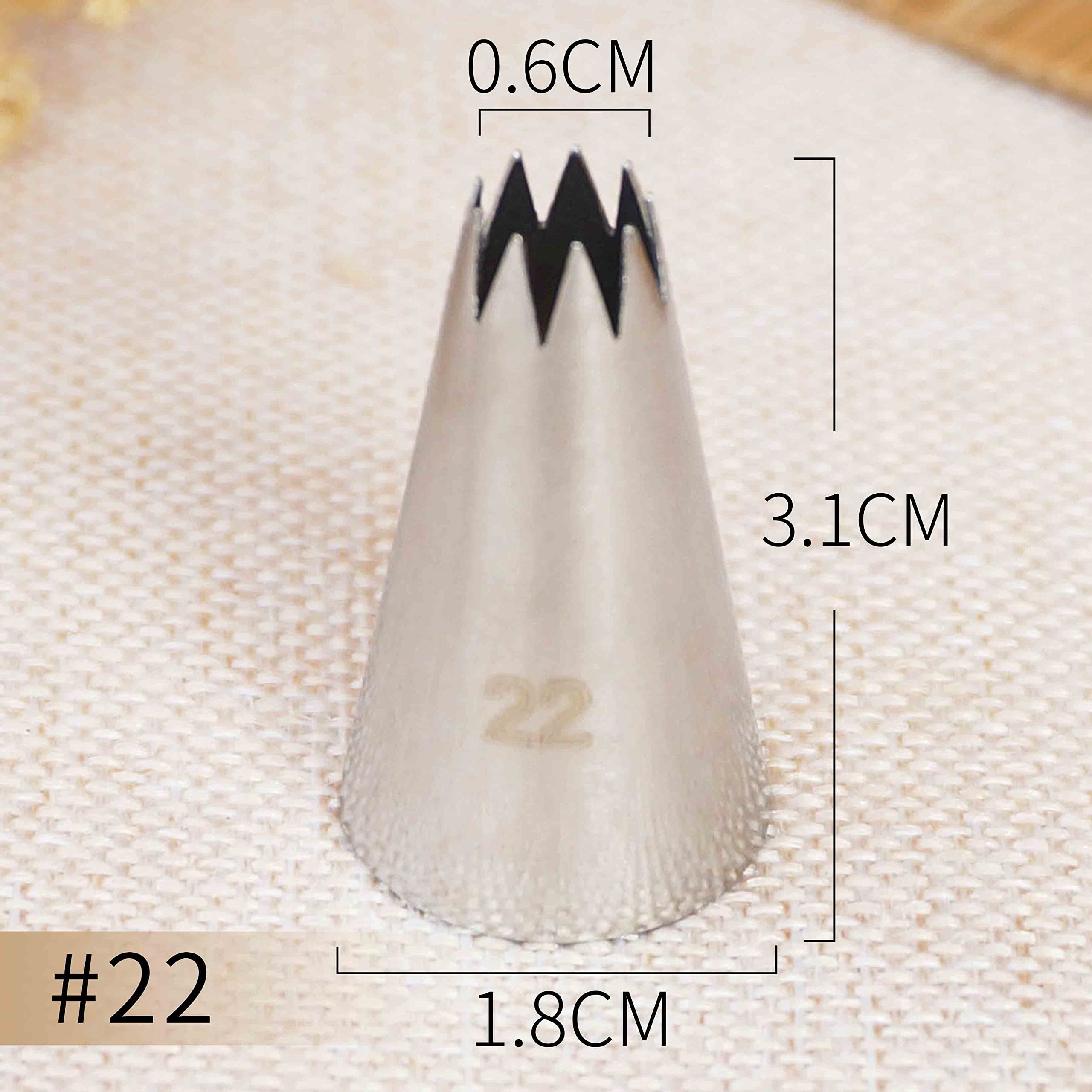 Premium Stainless Steel Open Star Icing Nozzle Piping Tip #22 - Professional Cake Decorating Tool for Cupcakes, Cookies & Pastry Designs | Baking Essentials for Home Bakers & Professional Chefs